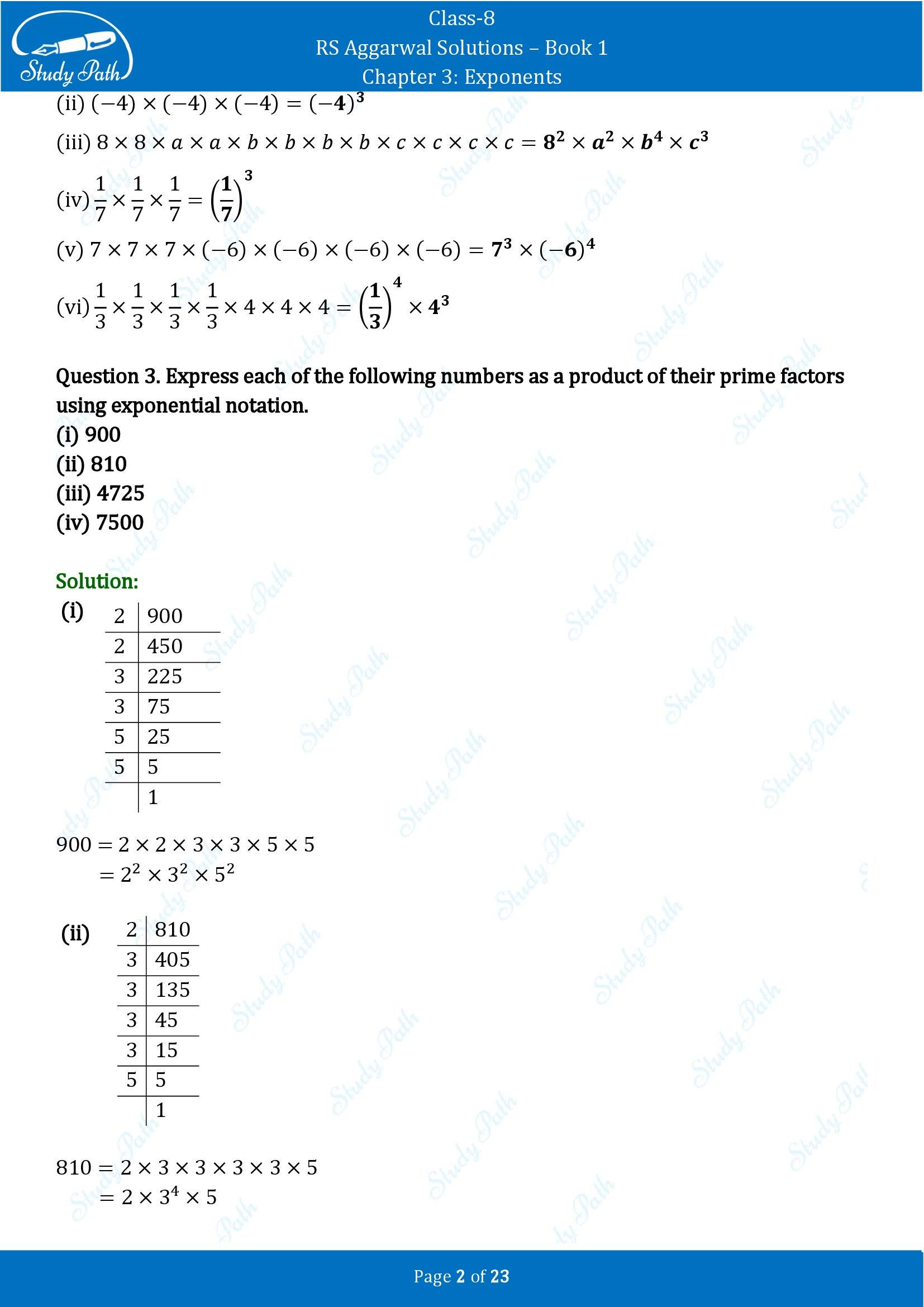 RS Aggarwal Solutions Class 8 Book 1 Chapter 3 Exponents Exercise 3A 00002