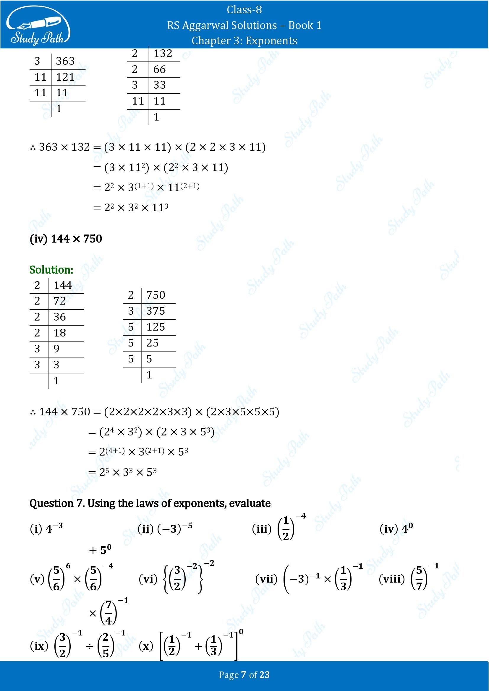 RS Aggarwal Solutions Class 8 Book 1 Chapter 3 Exponents Exercise 3A 00007