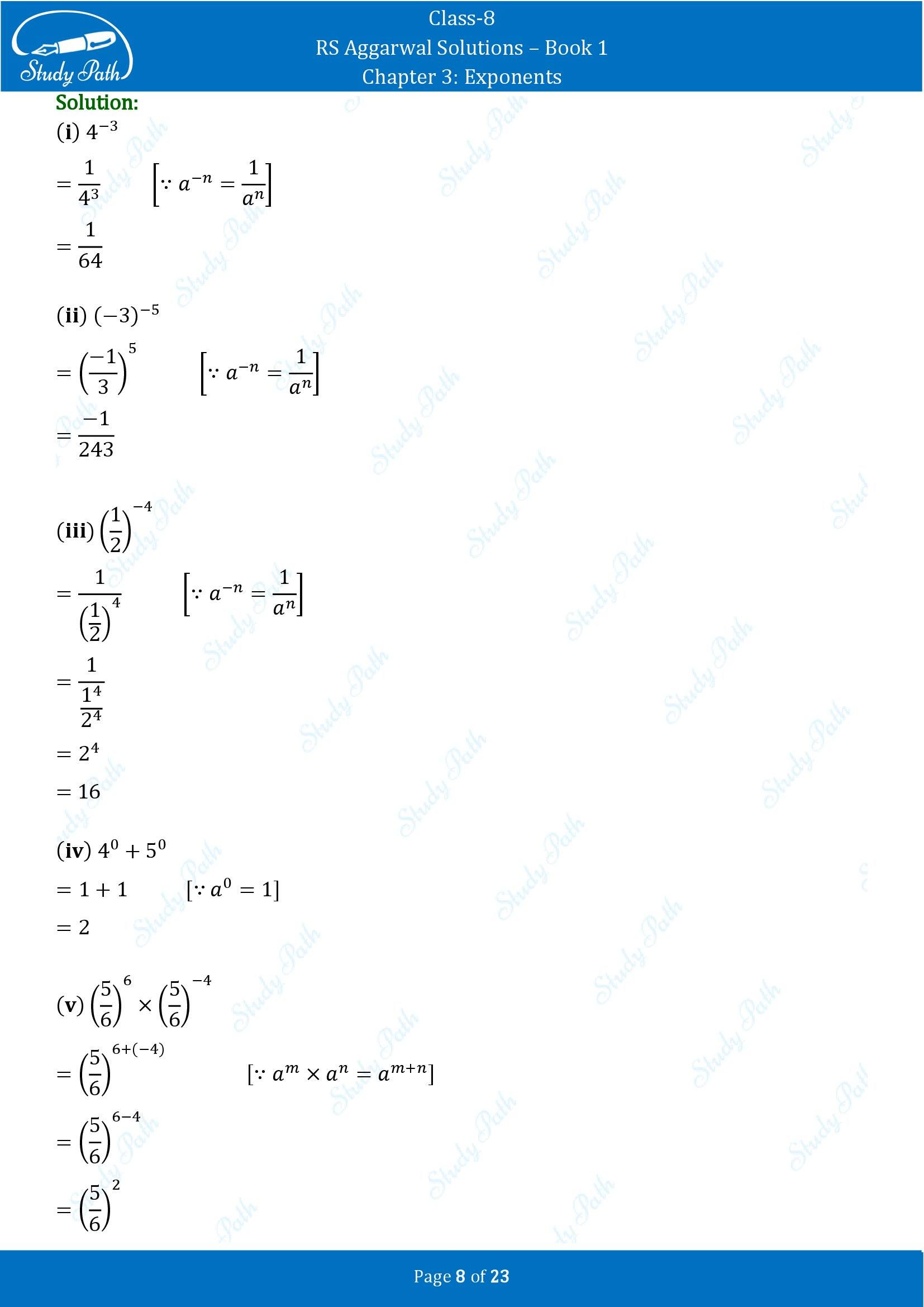 RS Aggarwal Solutions Class 8 Book 1 Chapter 3 Exponents Exercise 3A 00008