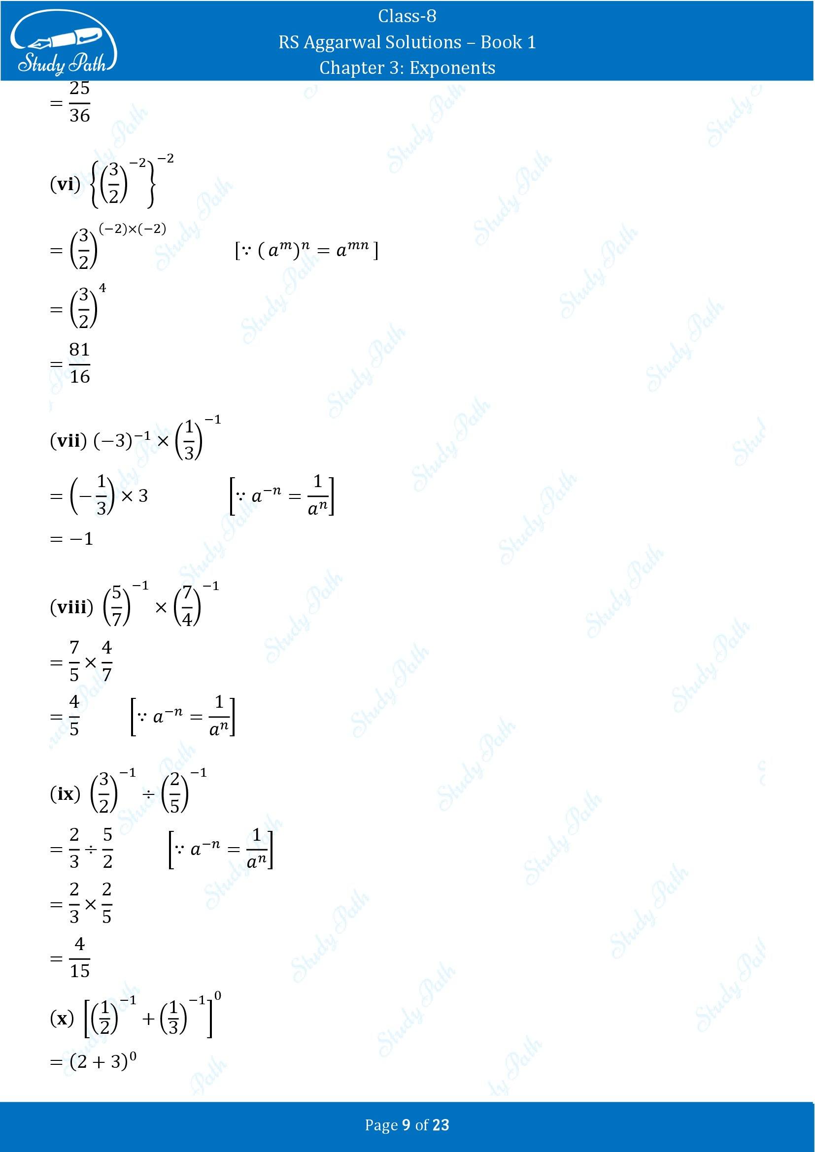 RS Aggarwal Solutions Class 8 Book 1 Chapter 3 Exponents Exercise 3A 00009