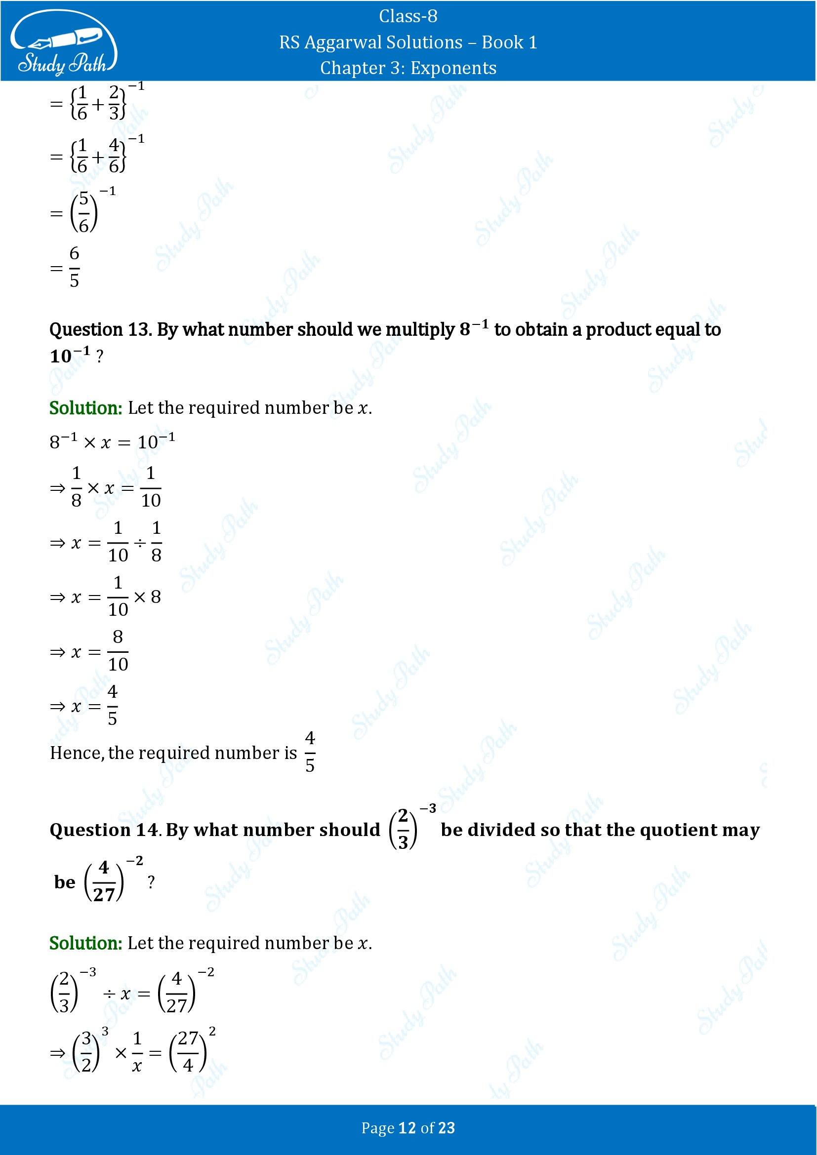 RS Aggarwal Solutions Class 8 Book 1 Chapter 3 Exponents Exercise 3A 00012