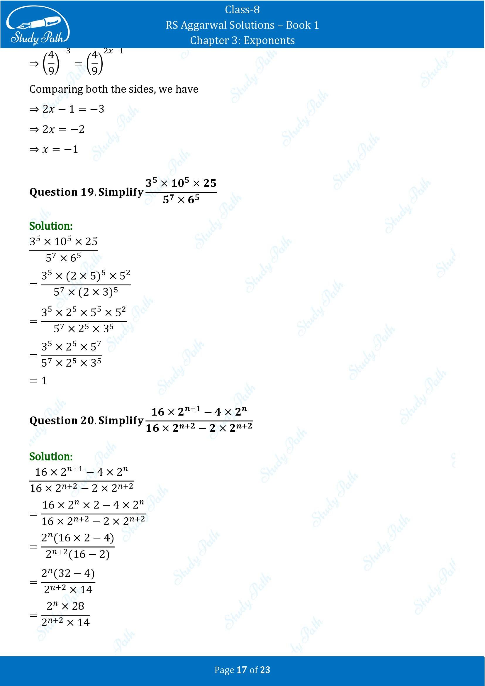 RS Aggarwal Solutions Class 8 Book 1 Chapter 3 Exponents Exercise 3A 00017