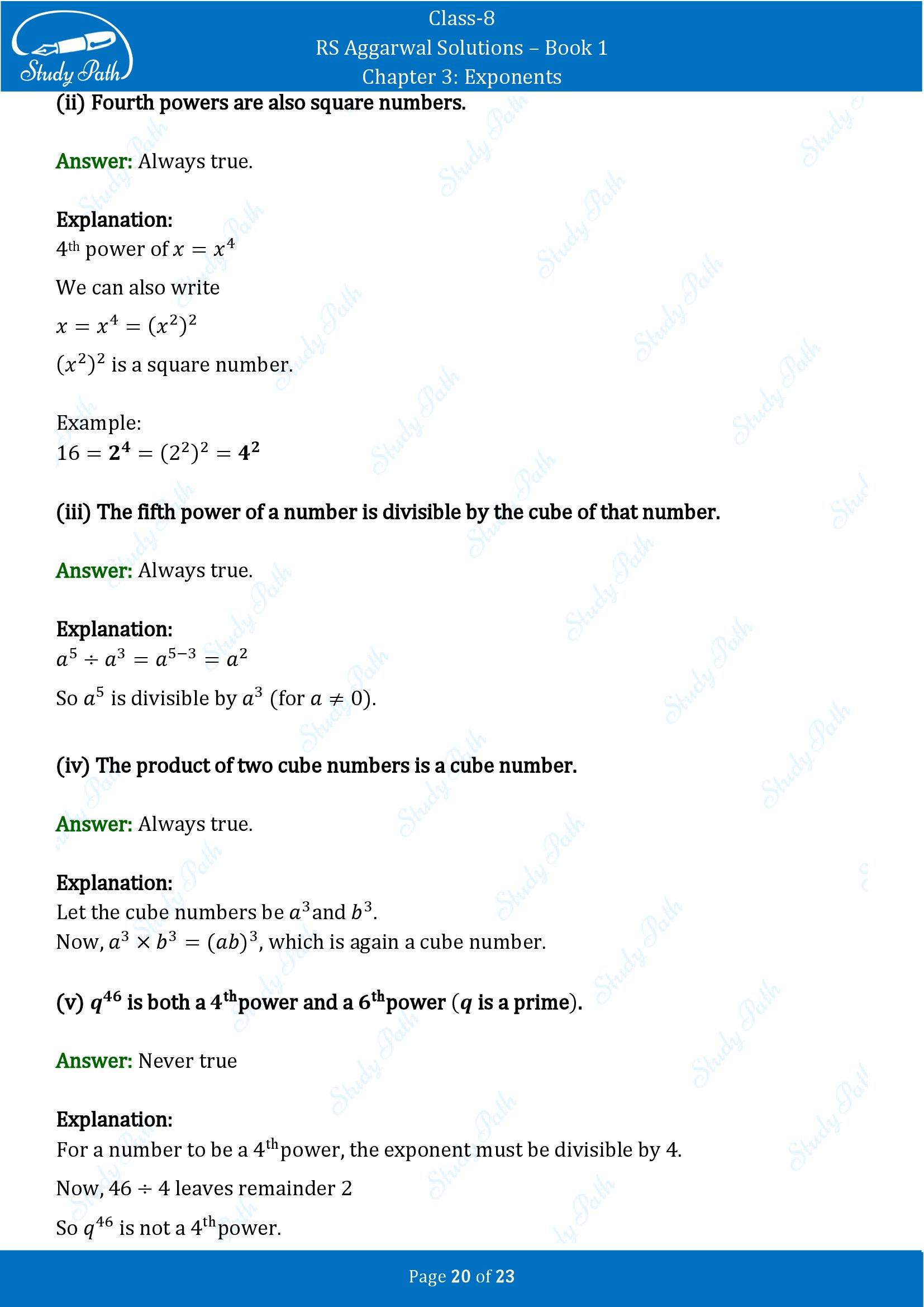 RS Aggarwal Solutions Class 8 Book 1 Chapter 3 Exponents Exercise 3A 00020
