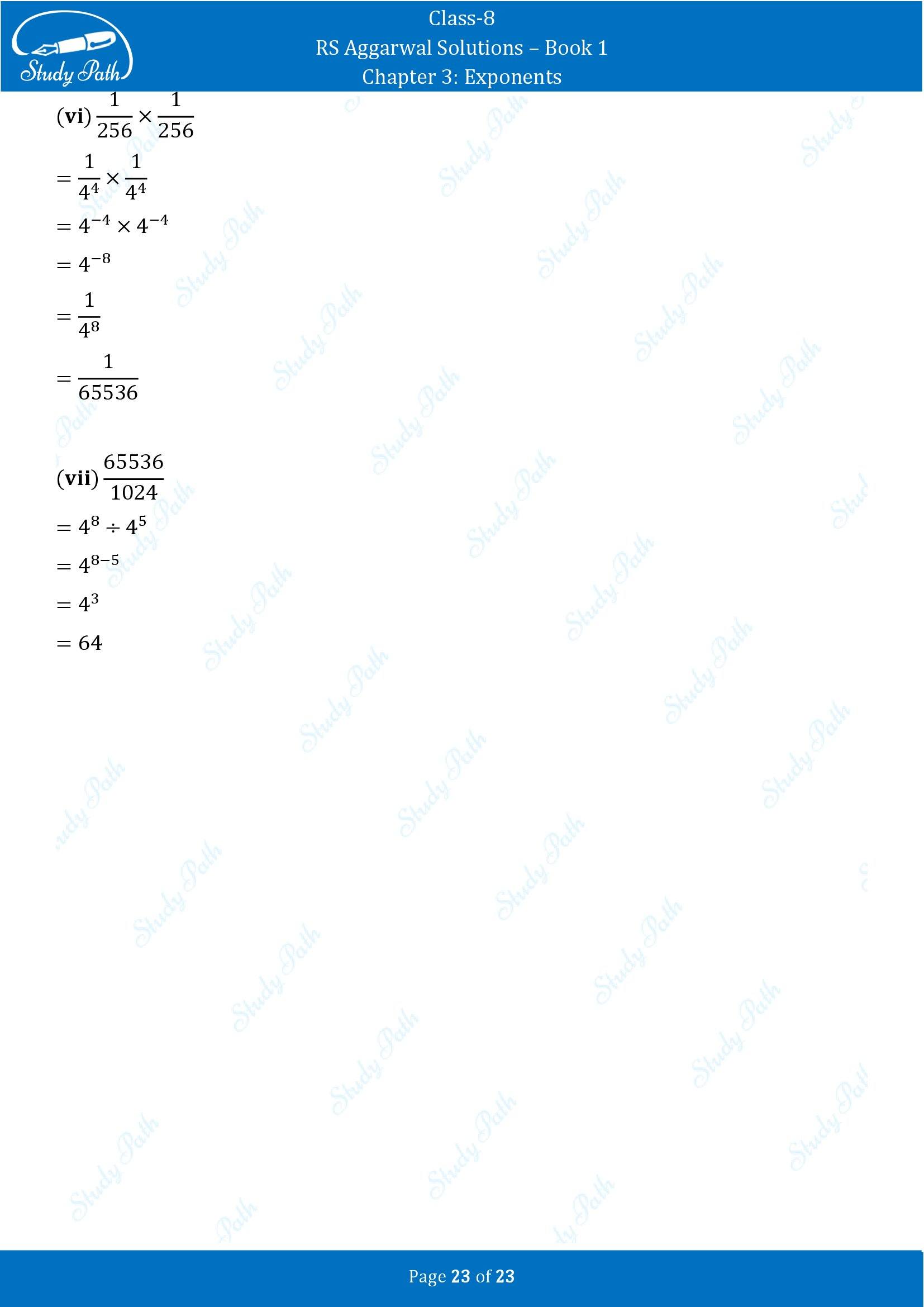 RS Aggarwal Solutions Class 8 Book 1 Chapter 3 Exponents Exercise 3A 00023