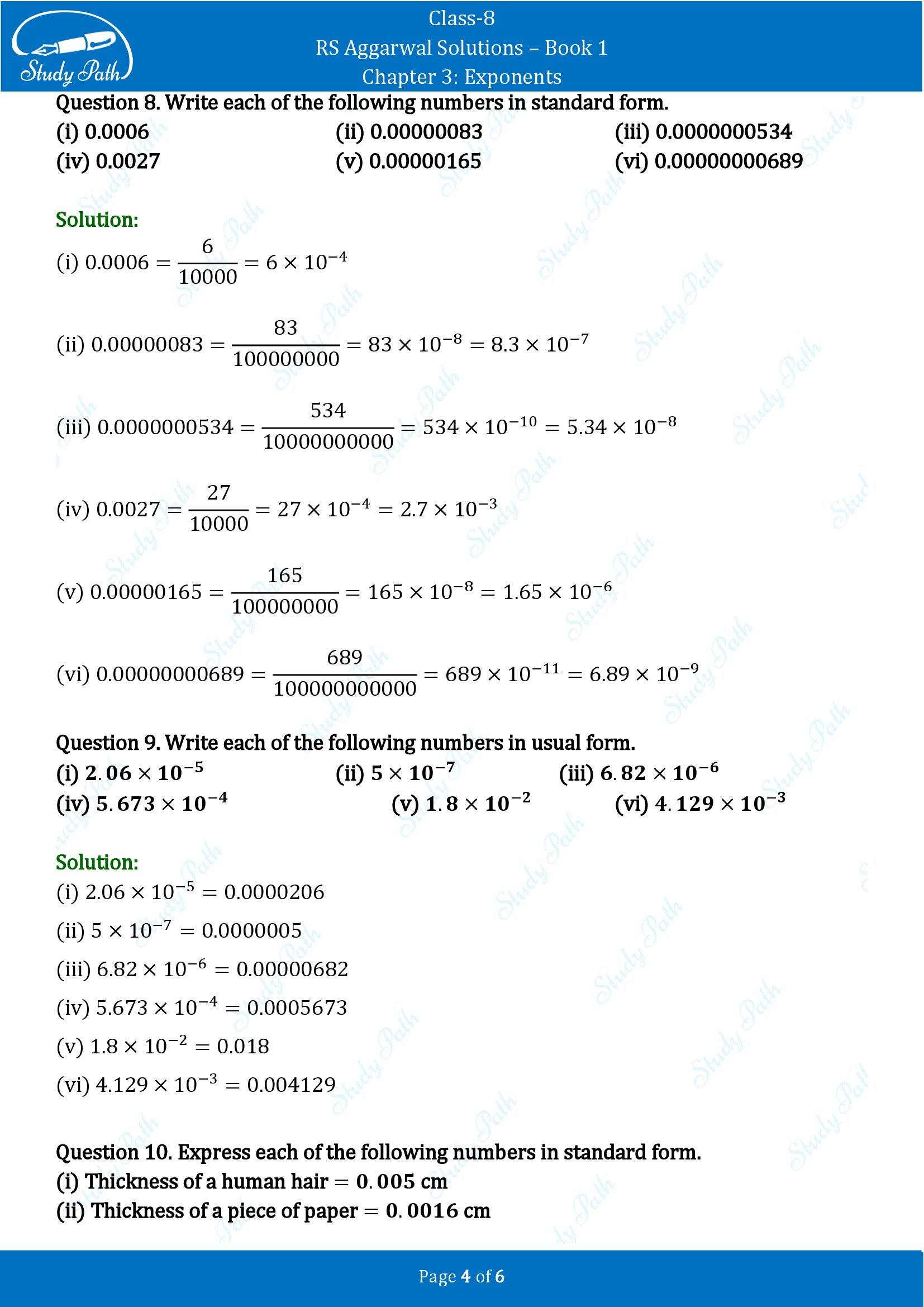 RS Aggarwal Solutions Class 8 Book 1 Chapter 3 Exponents Exercise 3B 00004