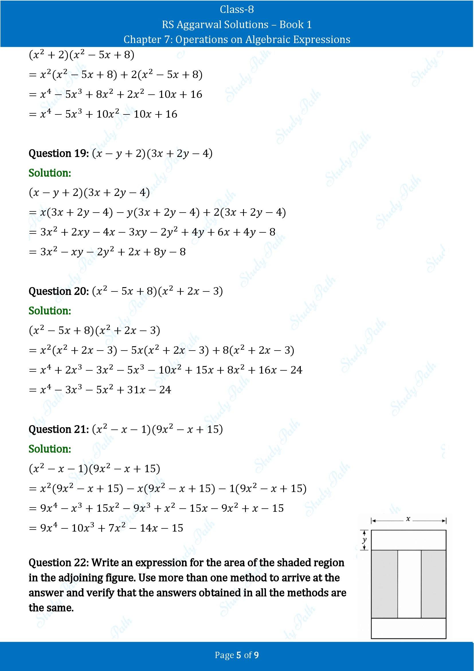 RS Aggarwal Solutions Class 8 Book 1 Chapter 7 Operations on Algebraic Expressions Exercise 7B 00005
