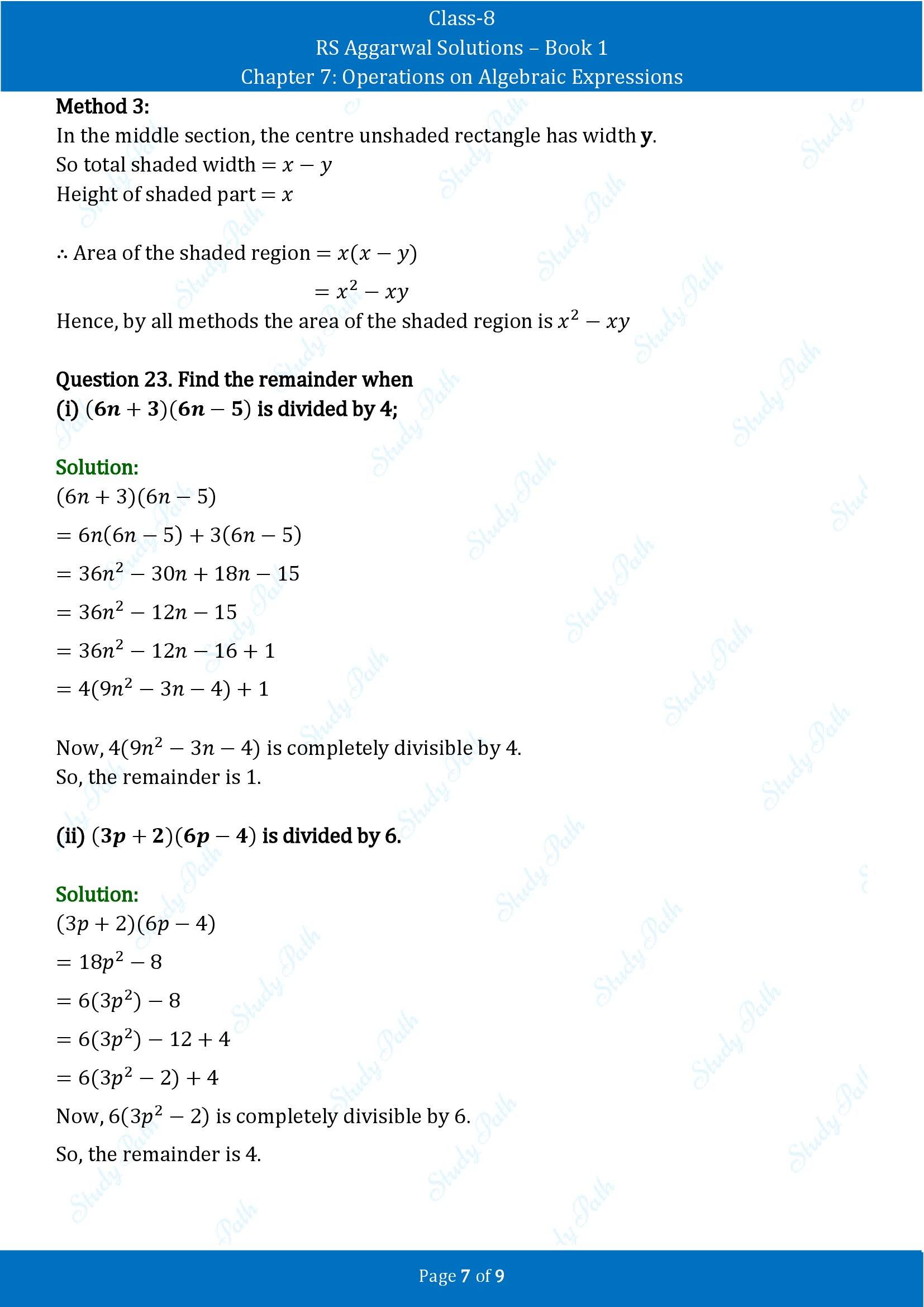 RS Aggarwal Solutions Class 8 Book 1 Chapter 7 Operations on Algebraic Expressions Exercise 7B 00007