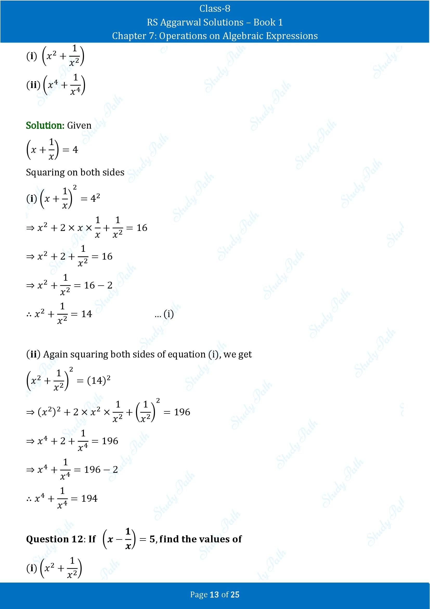 RS Aggarwal Solutions Class 8 Book 1 Chapter 7 Operations on Algebraic Expressions Exercise 7C 00013