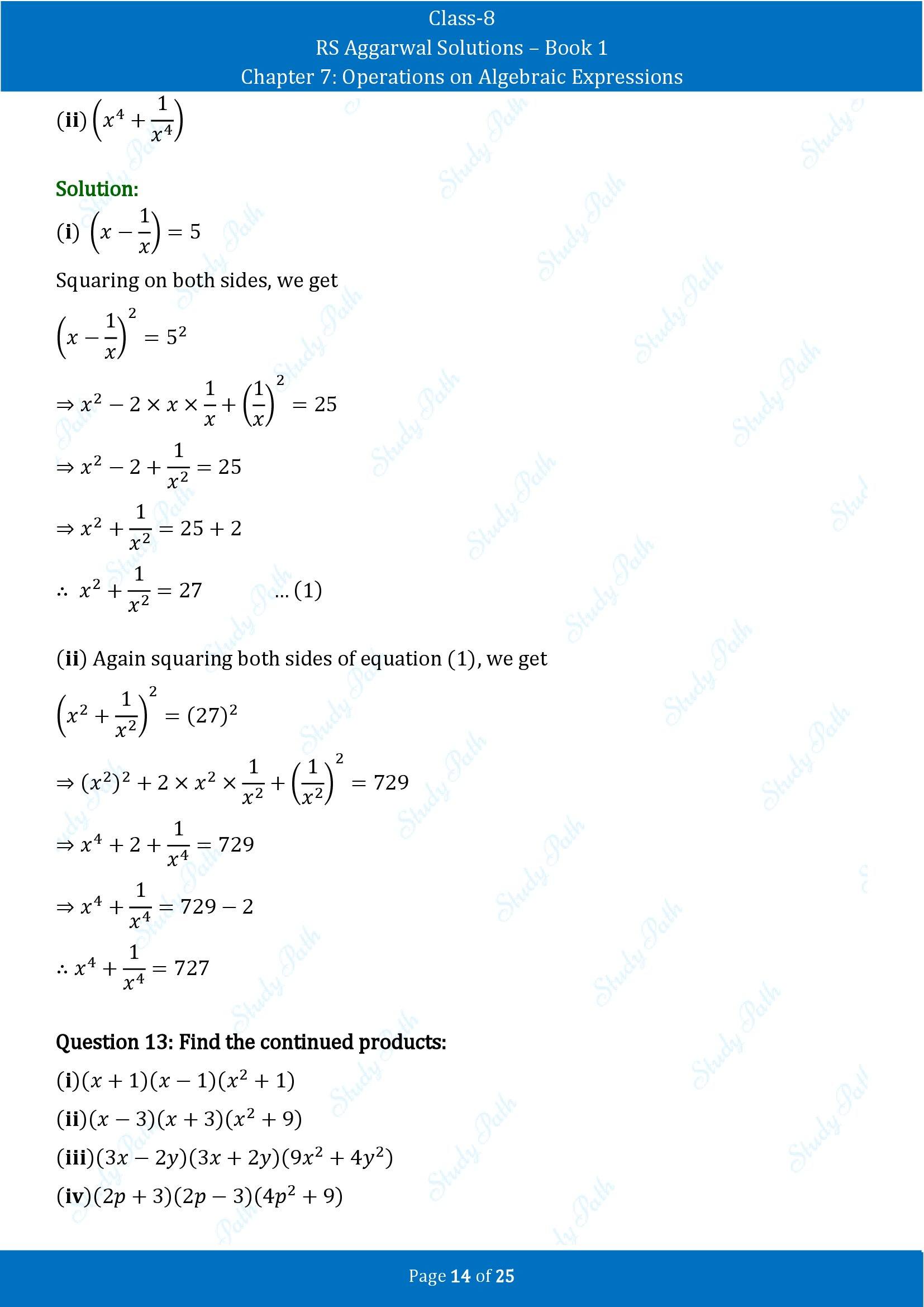 RS Aggarwal Solutions Class 8 Book 1 Chapter 7 Operations on Algebraic Expressions Exercise 7C 00014