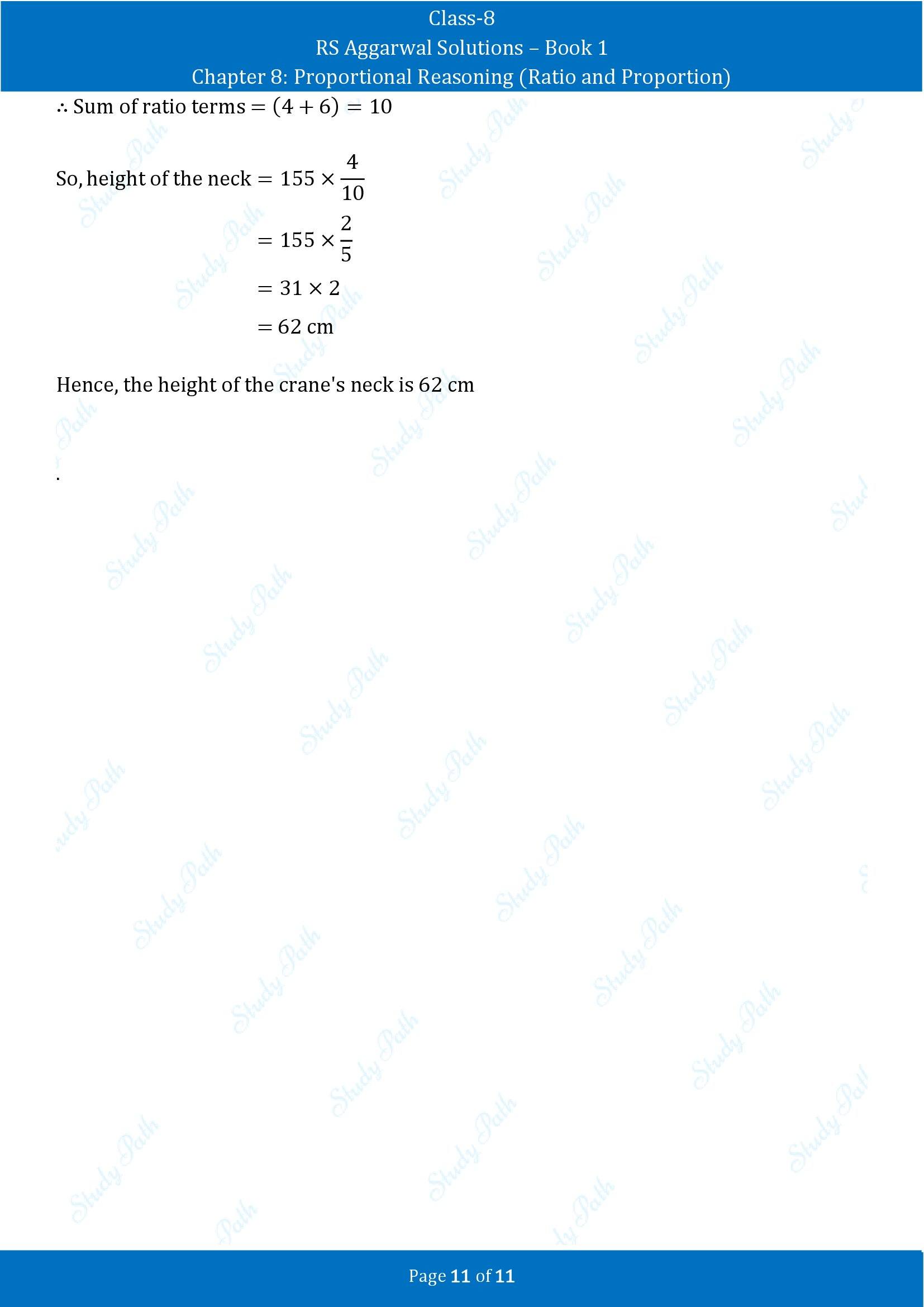 RS Aggarwal Solutions Class 8 Book 1 Chapter 8 Proportional Reasoning Ratio and Proportion Exercise 8A 00011