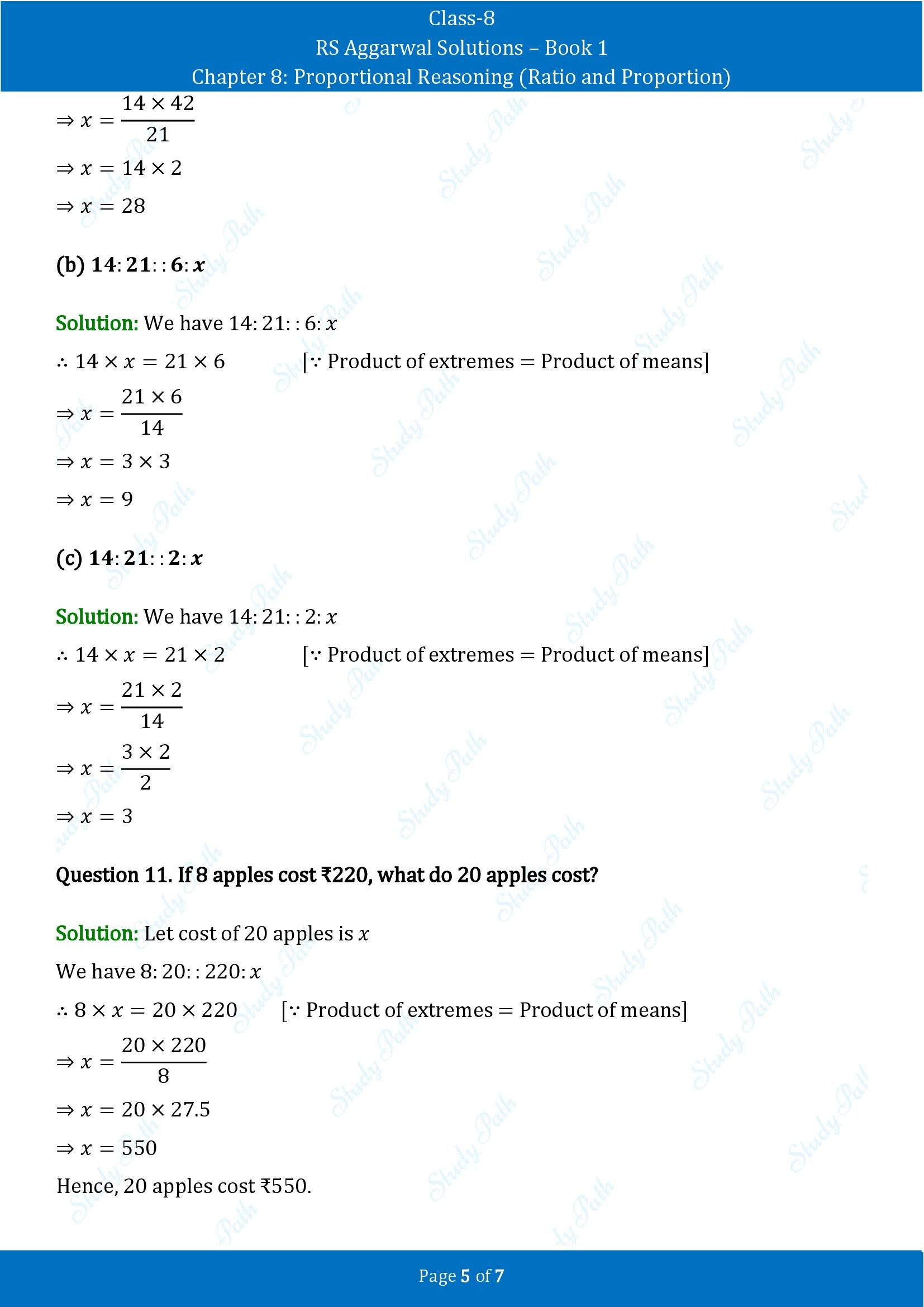 RS Aggarwal Solutions Class 8 Book 1 Chapter 8 Proportional Reasoning Ratio and Proportion Exercise 8B 00005