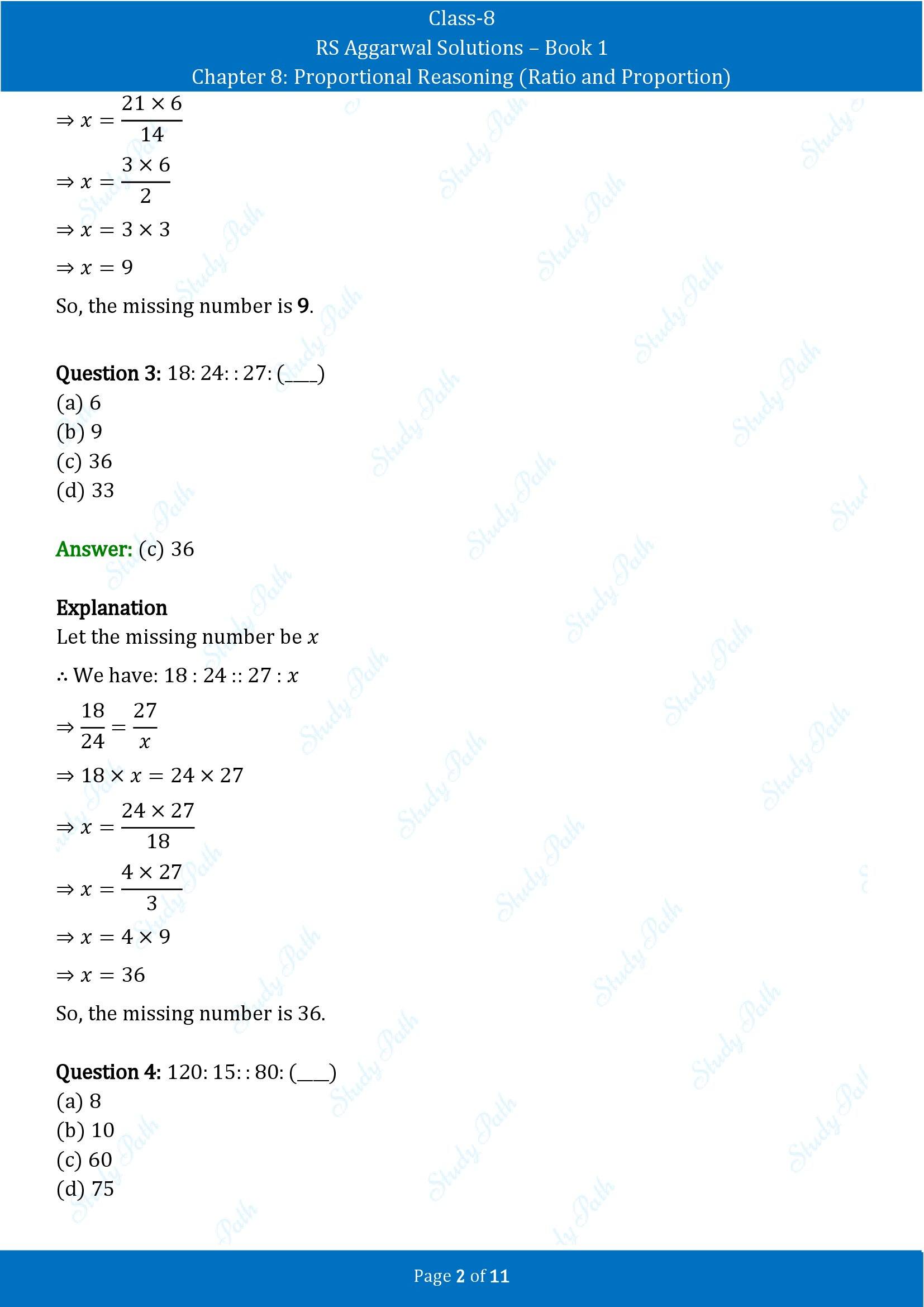 RS Aggarwal Solutions Class 8 Book 1 Chapter 8 Proportional Reasoning Ratio and Proportion Exercise 8C 00002