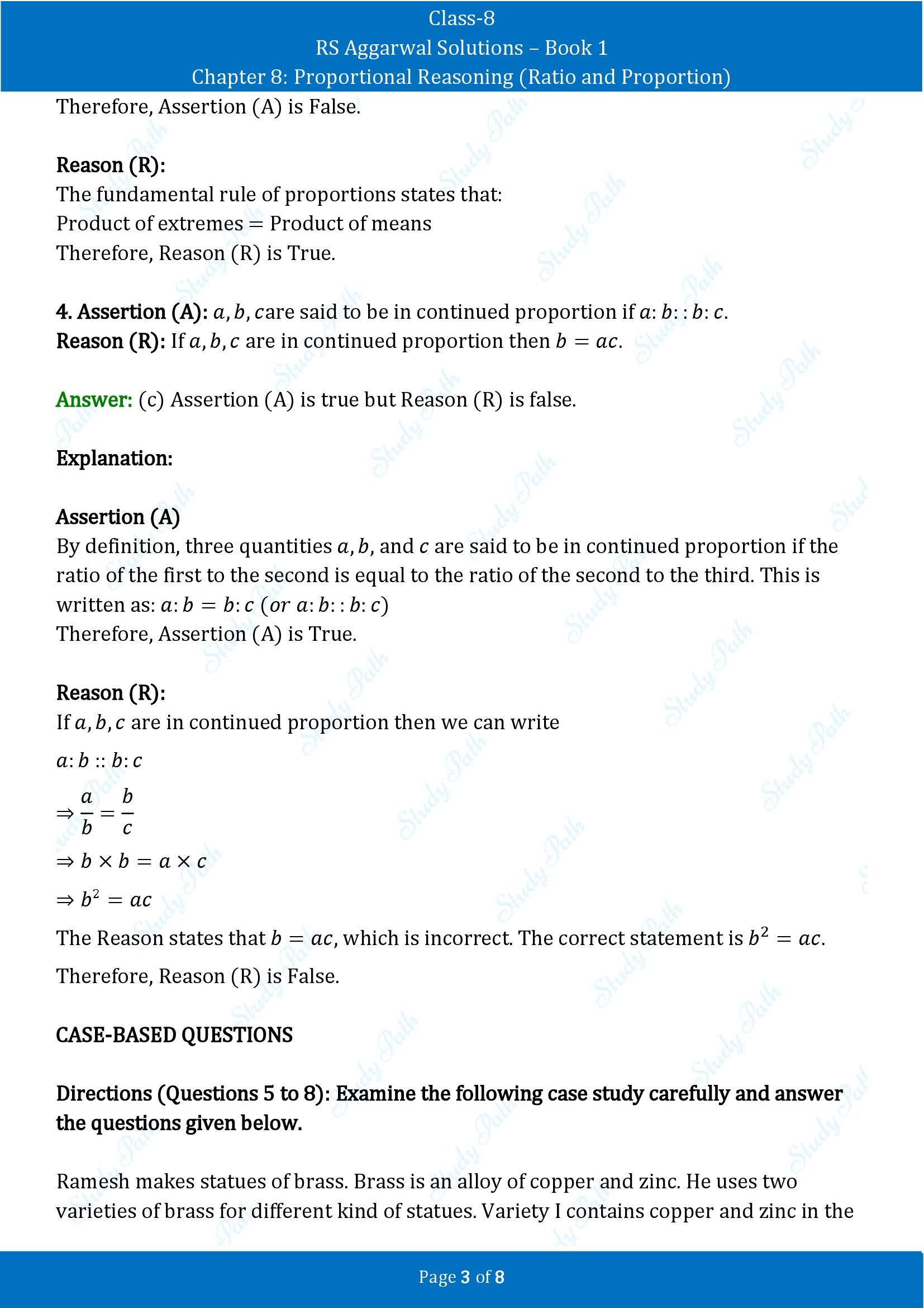 RS Aggarwal Solutions Class 8 Book 1 Chapter 8 Proportional Reasoning Ratio and Proportion Exercise 8D 00003
