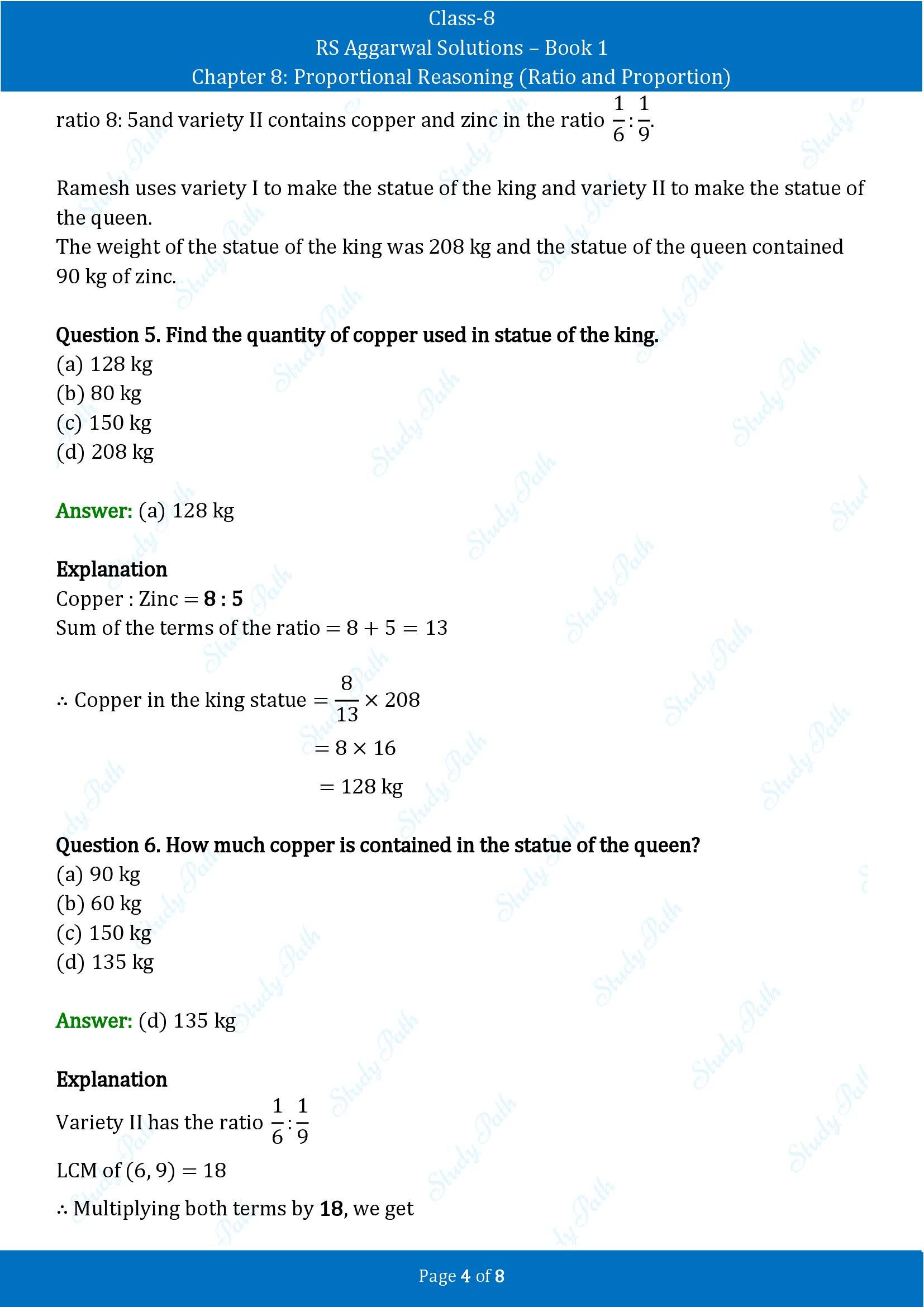 RS Aggarwal Solutions Class 8 Book 1 Chapter 8 Proportional Reasoning Ratio and Proportion Exercise 8D 00004