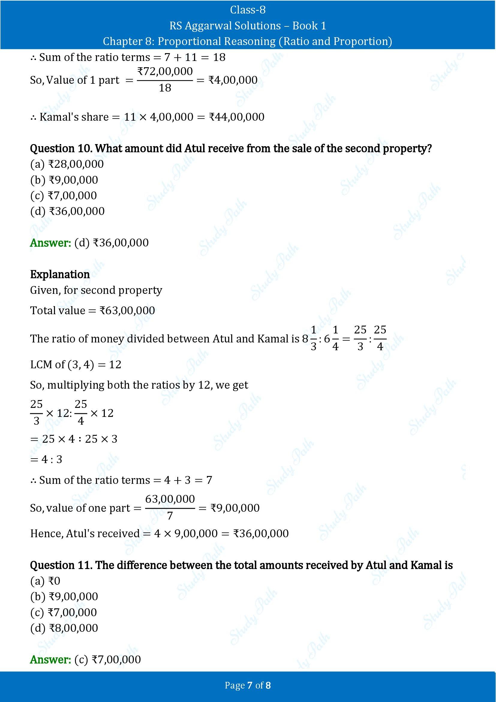 RS Aggarwal Solutions Class 8 Book 1 Chapter 8 Proportional Reasoning Ratio and Proportion Exercise 8D 00007