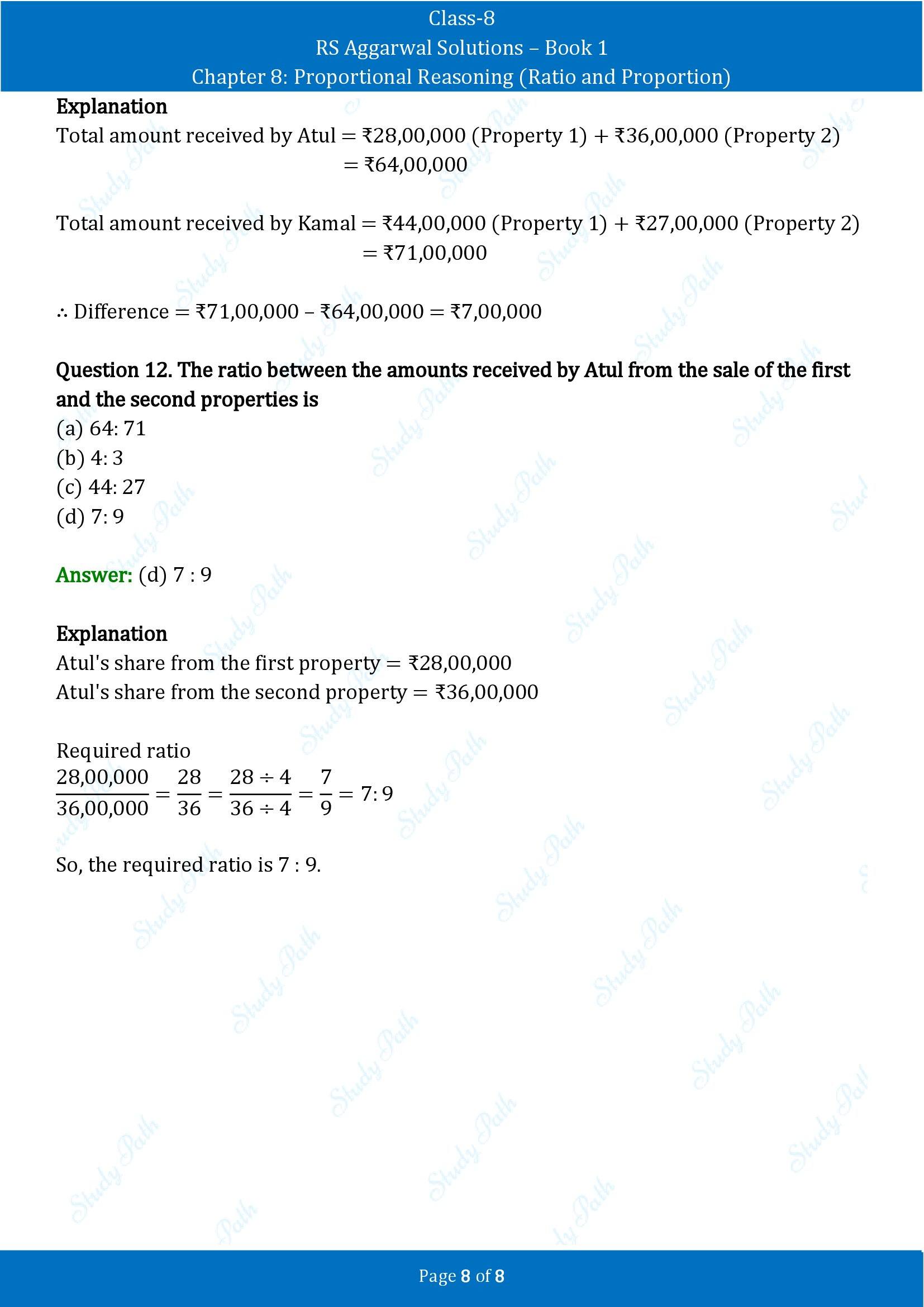 RS Aggarwal Solutions Class 8 Book 1 Chapter 8 Proportional Reasoning Ratio and Proportion Exercise 8D 00008