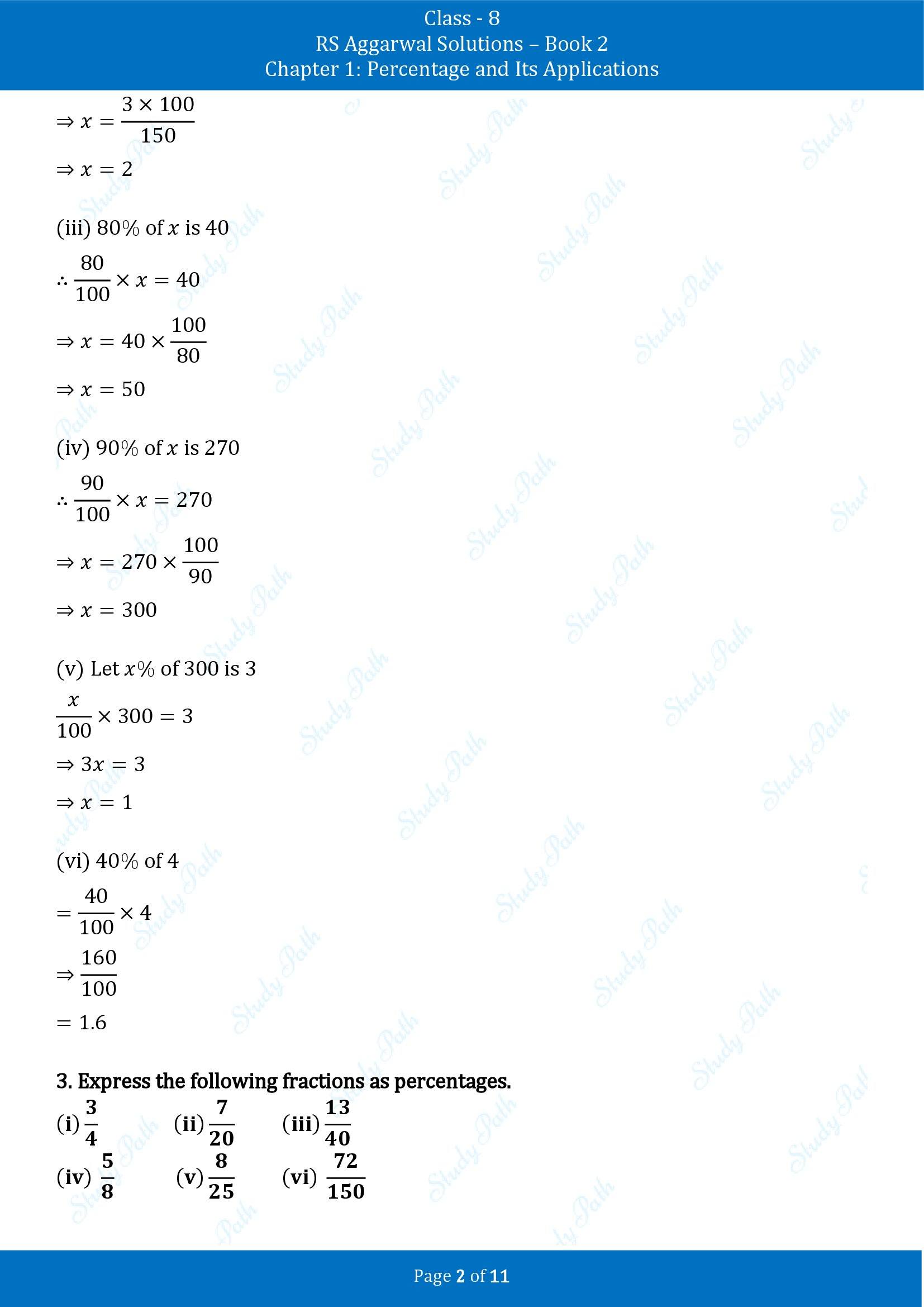 RS Aggarwal Solutions Class 8 Book 2 Chapter 1 Percentage and Its Applications Exercise 1A 00002