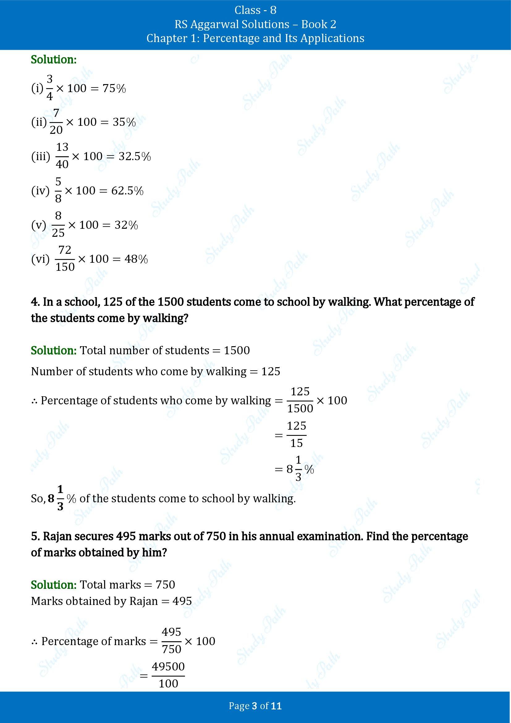 RS Aggarwal Solutions Class 8 Book 2 Chapter 1 Percentage and Its Applications Exercise 1A 00003