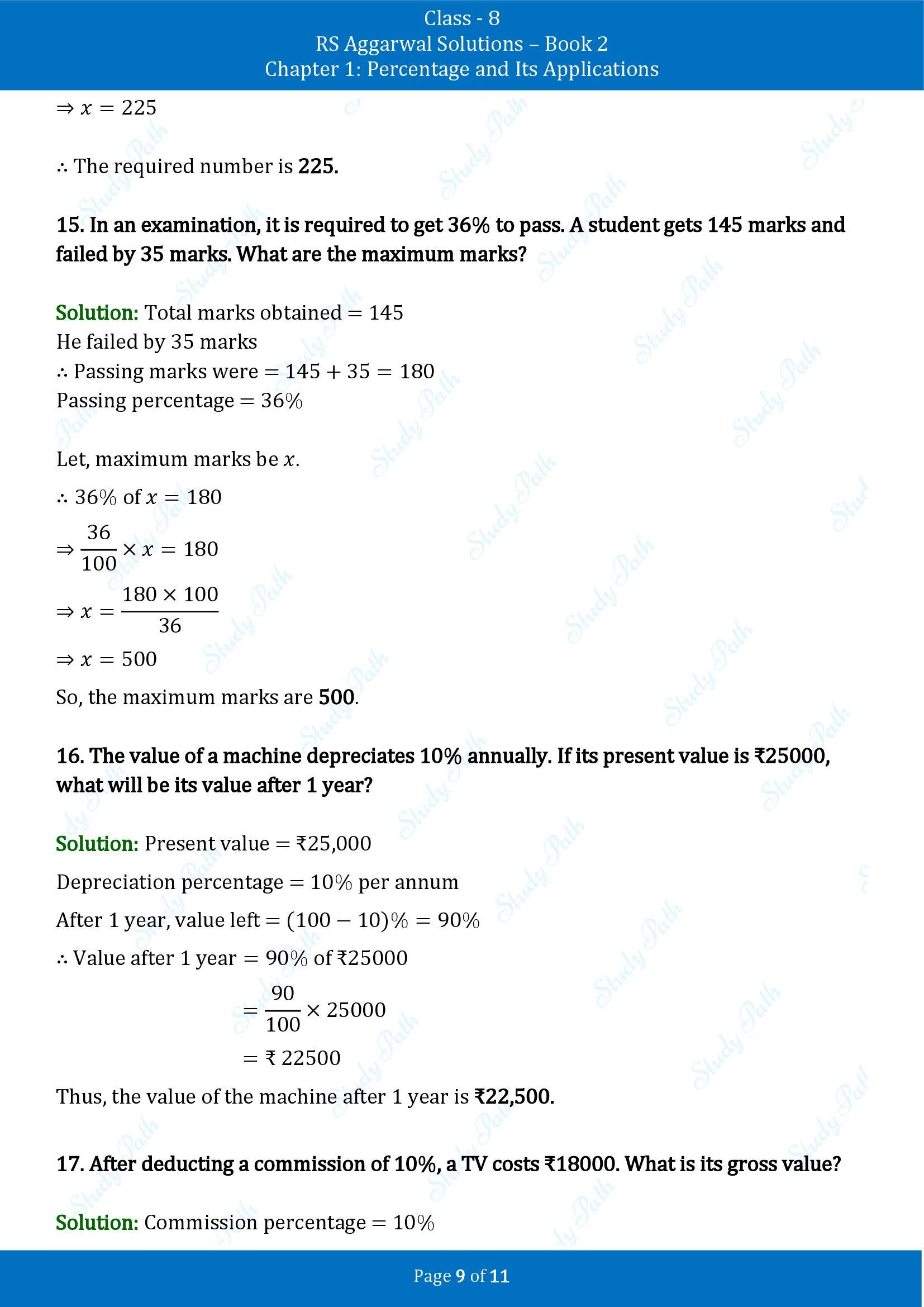 RS Aggarwal Solutions Class 8 Book 2 Chapter 1 Percentage and Its Applications Exercise 1A 00009