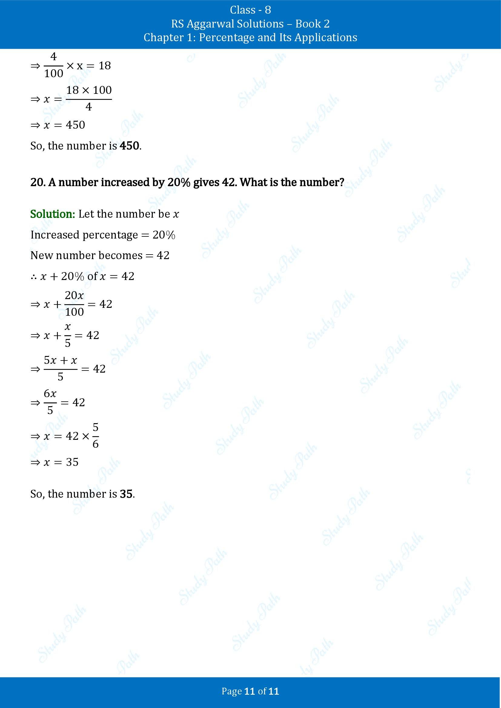 RS Aggarwal Solutions Class 8 Book 2 Chapter 1 Percentage and Its Applications Exercise 1A 00011