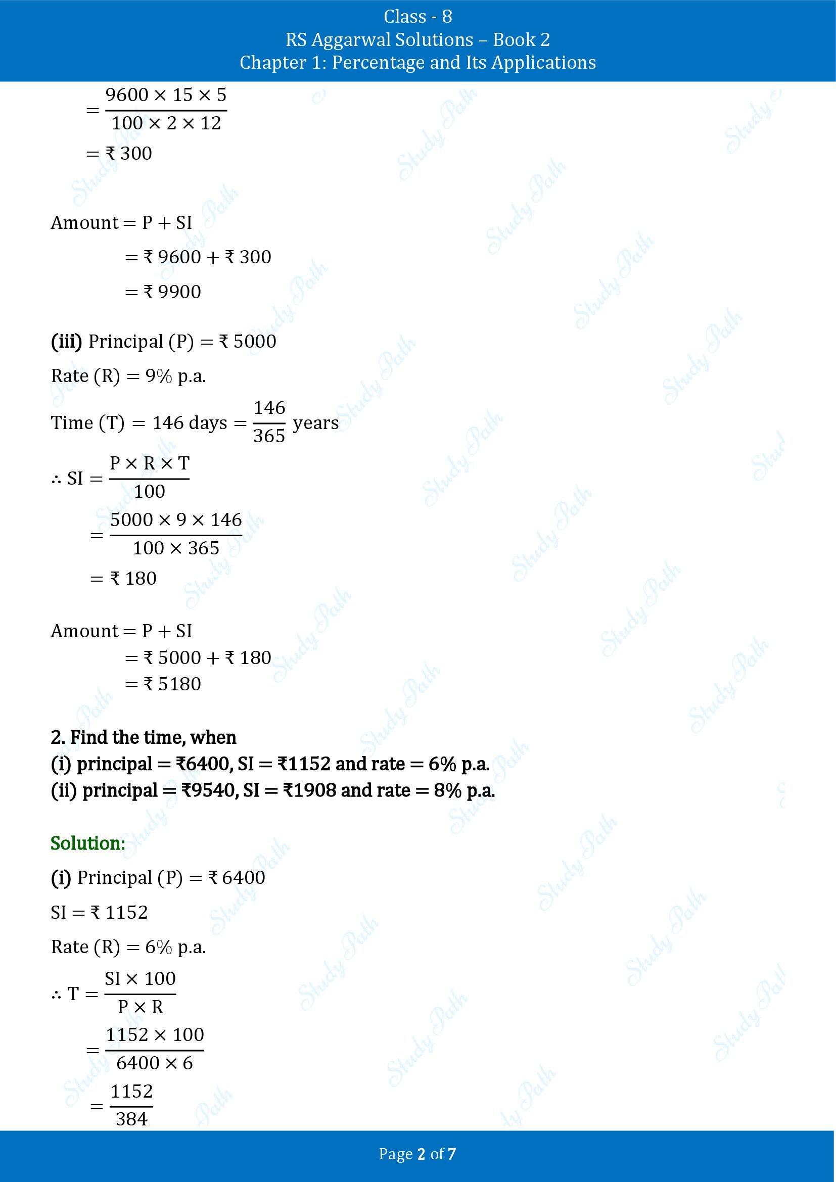RS Aggarwal Solutions Class 8 Book 2 Chapter 1 Percentage and Its Applications Exercise 1C 00002