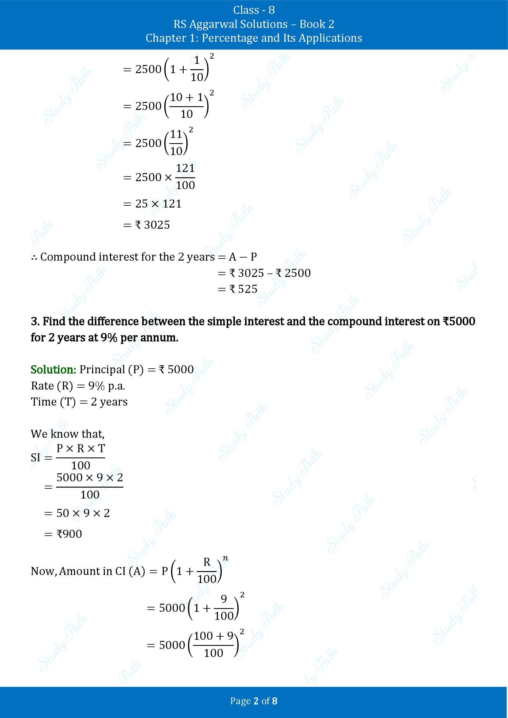 RS Aggarwal Solutions Class 8 Book 2 Chapter 1 Percentage and Its Applications Exercise 1D 00002