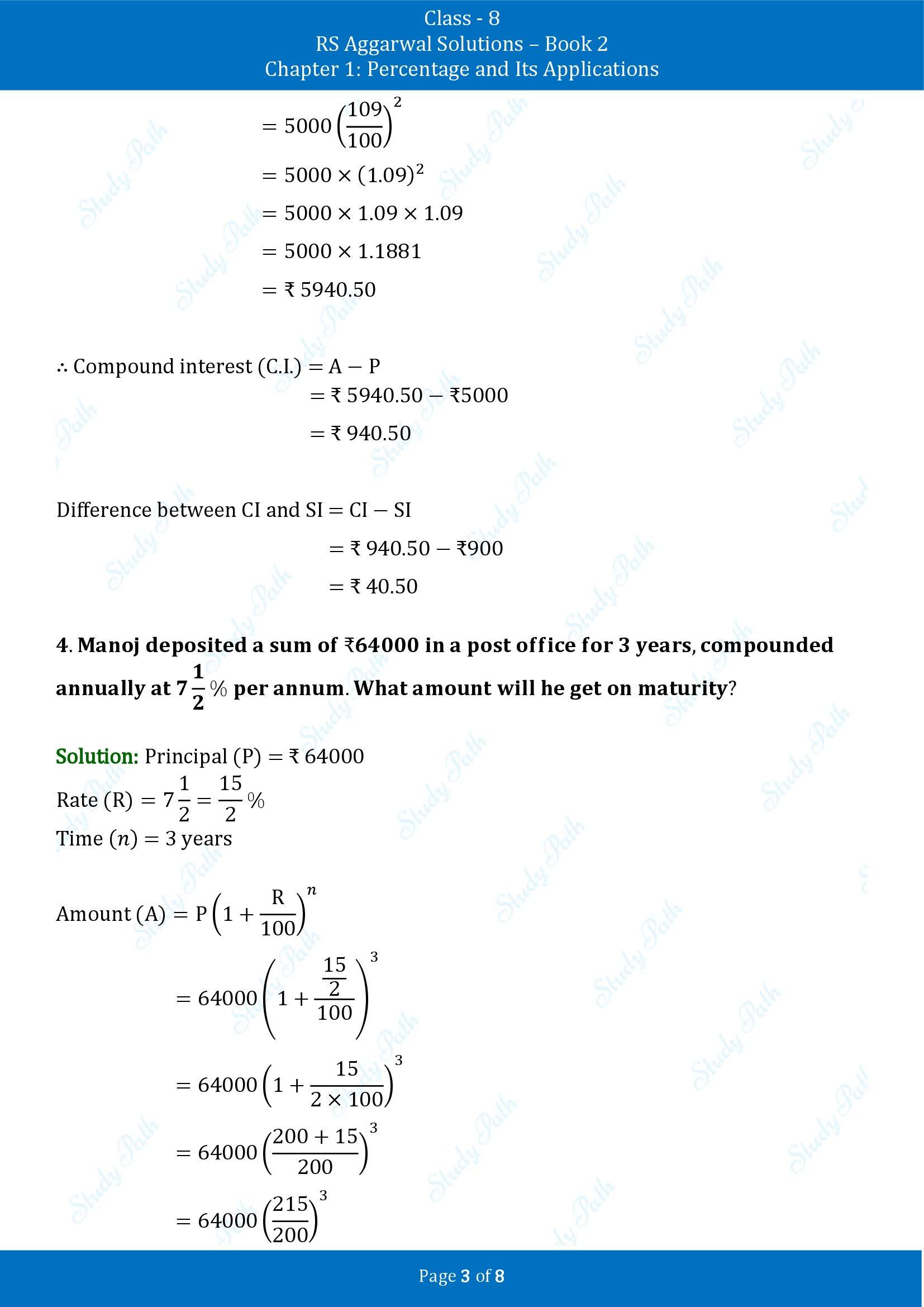 RS Aggarwal Solutions Class 8 Book 2 Chapter 1 Percentage and Its Applications Exercise 1D 00003