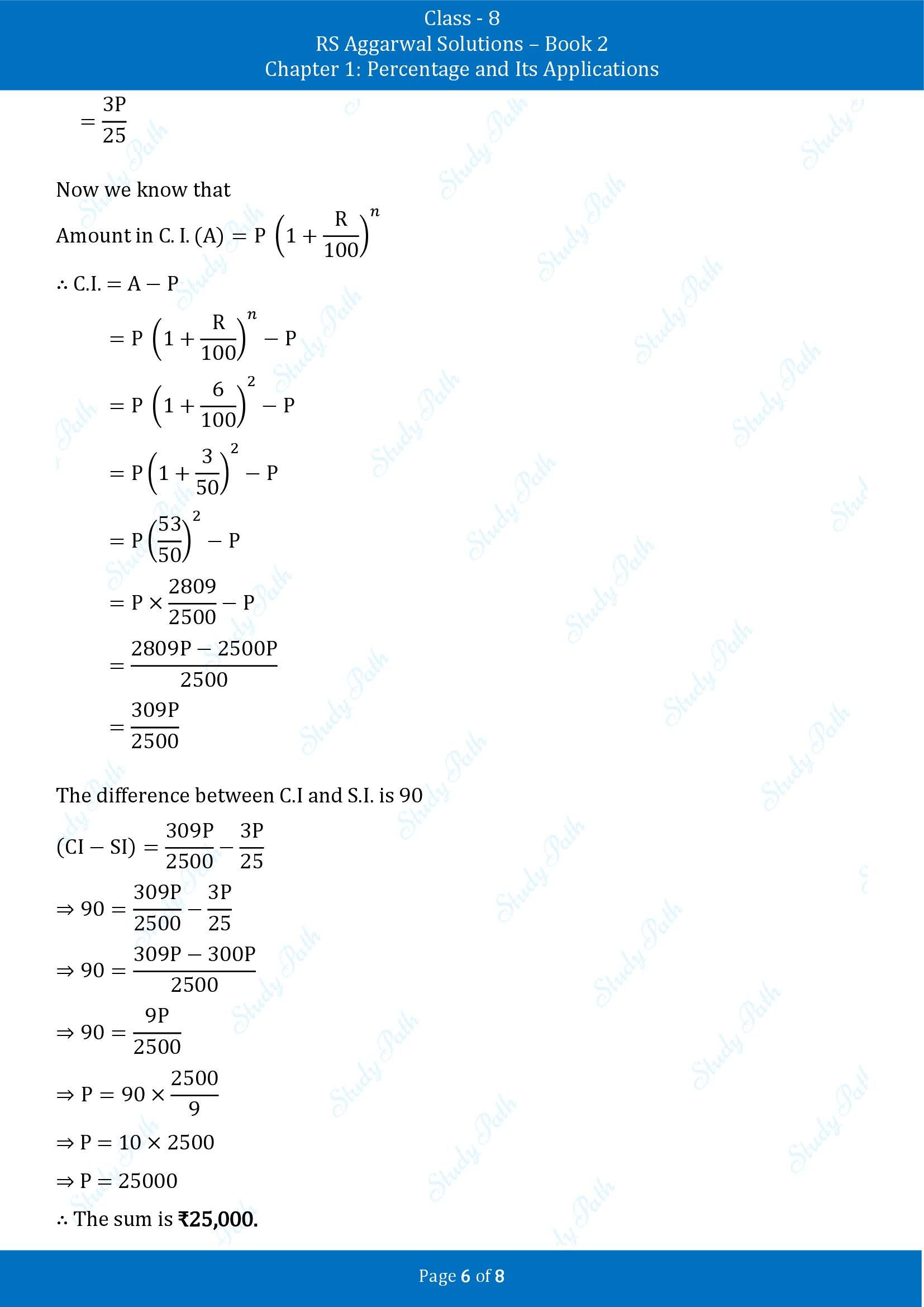 RS Aggarwal Solutions Class 8 Book 2 Chapter 1 Percentage and Its Applications Exercise 1D 00006