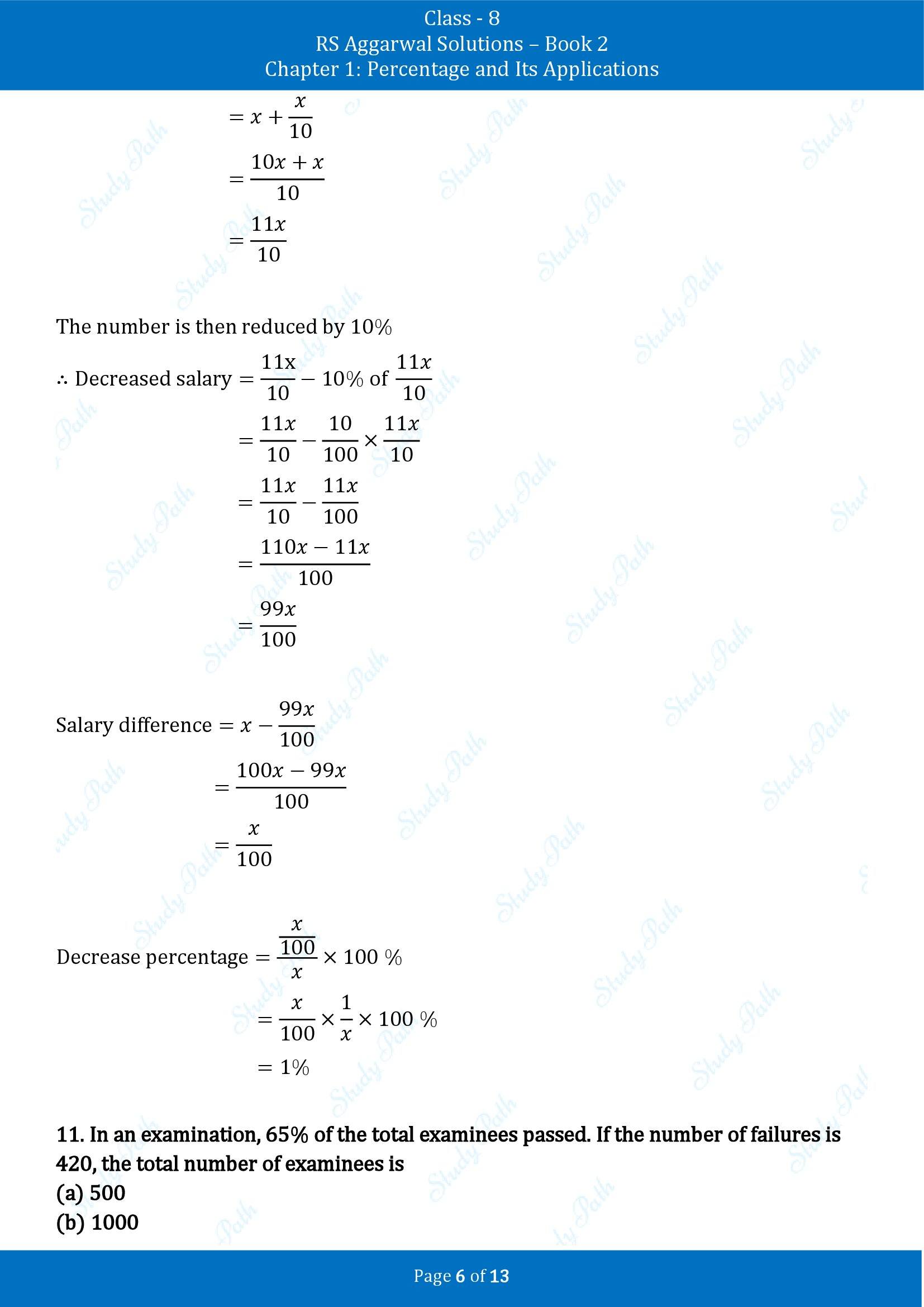 RS Aggarwal Solutions Class 8 Book 2 Chapter 1 Percentage and Its Applications Exercise 1E 00006