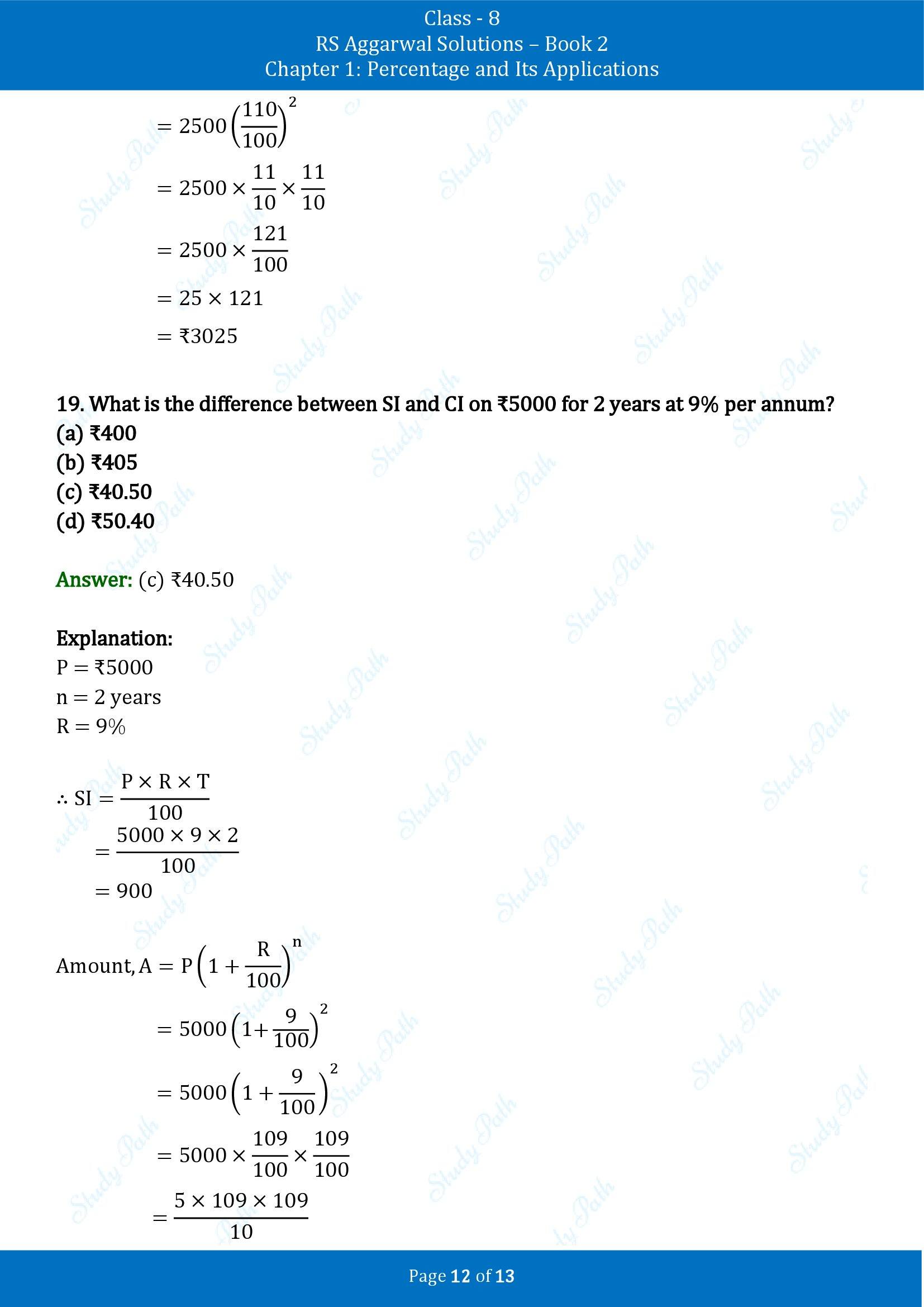 RS Aggarwal Solutions Class 8 Book 2 Chapter 1 Percentage and Its Applications Exercise 1E 00012