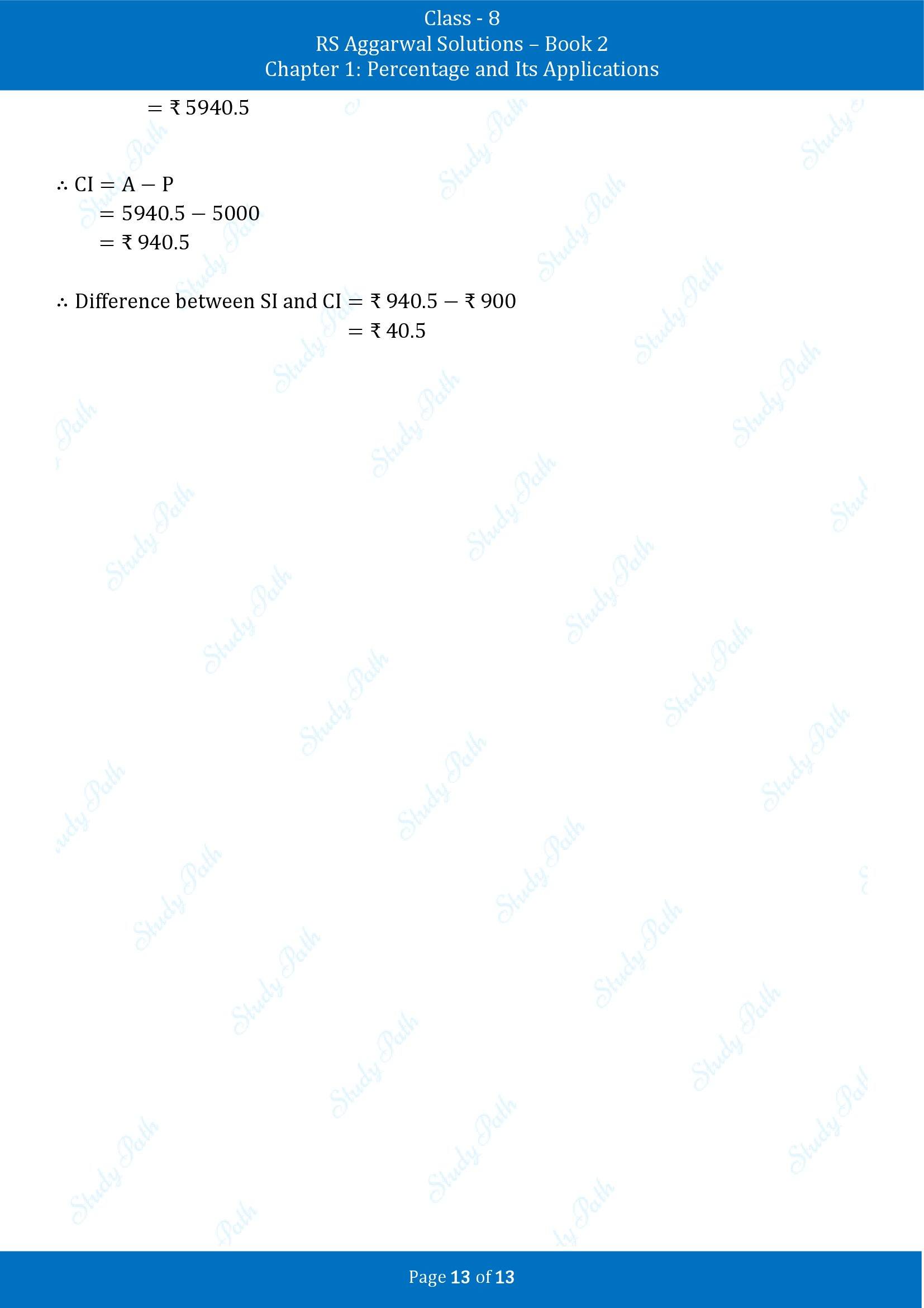 RS Aggarwal Solutions Class 8 Book 2 Chapter 1 Percentage and Its Applications Exercise 1E 00013