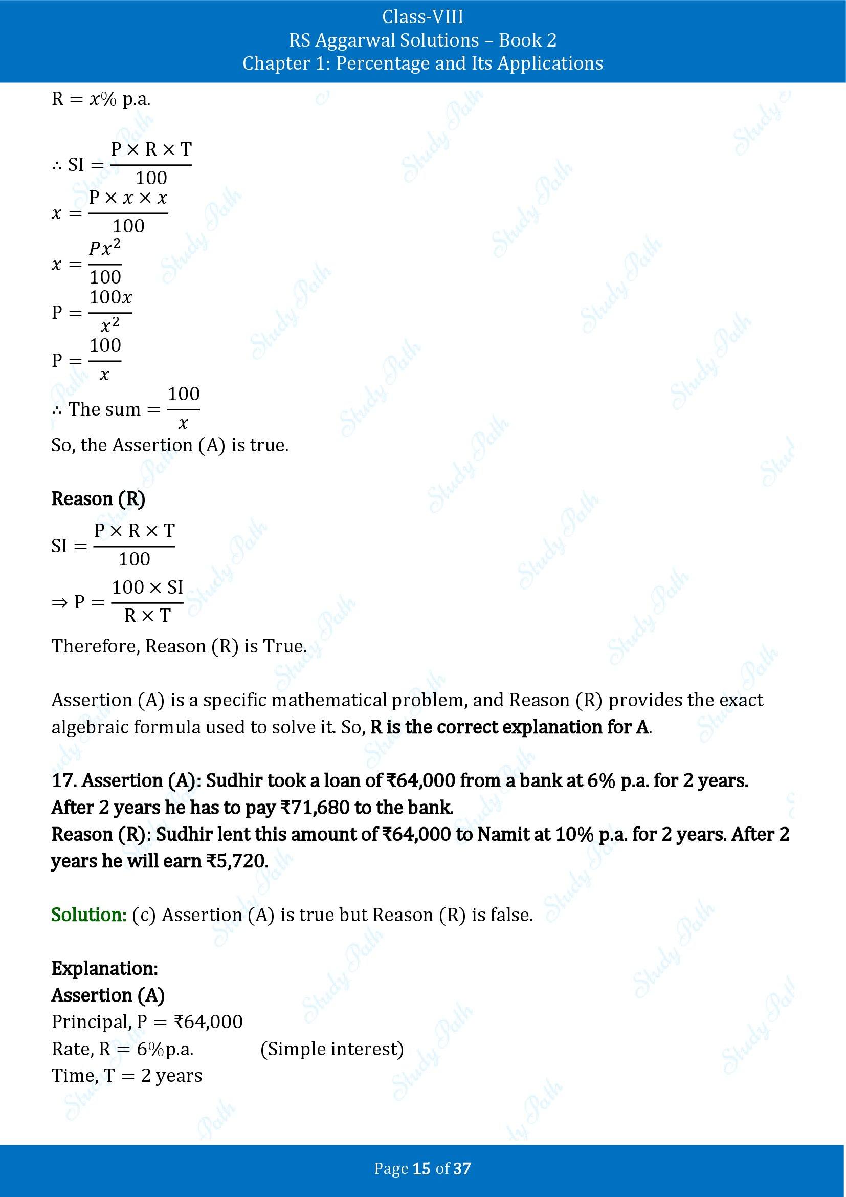 RS Aggarwal Solutions Class 8 Book 2 Chapter 1 Percentage and Its Applications Exercise 1F 00015