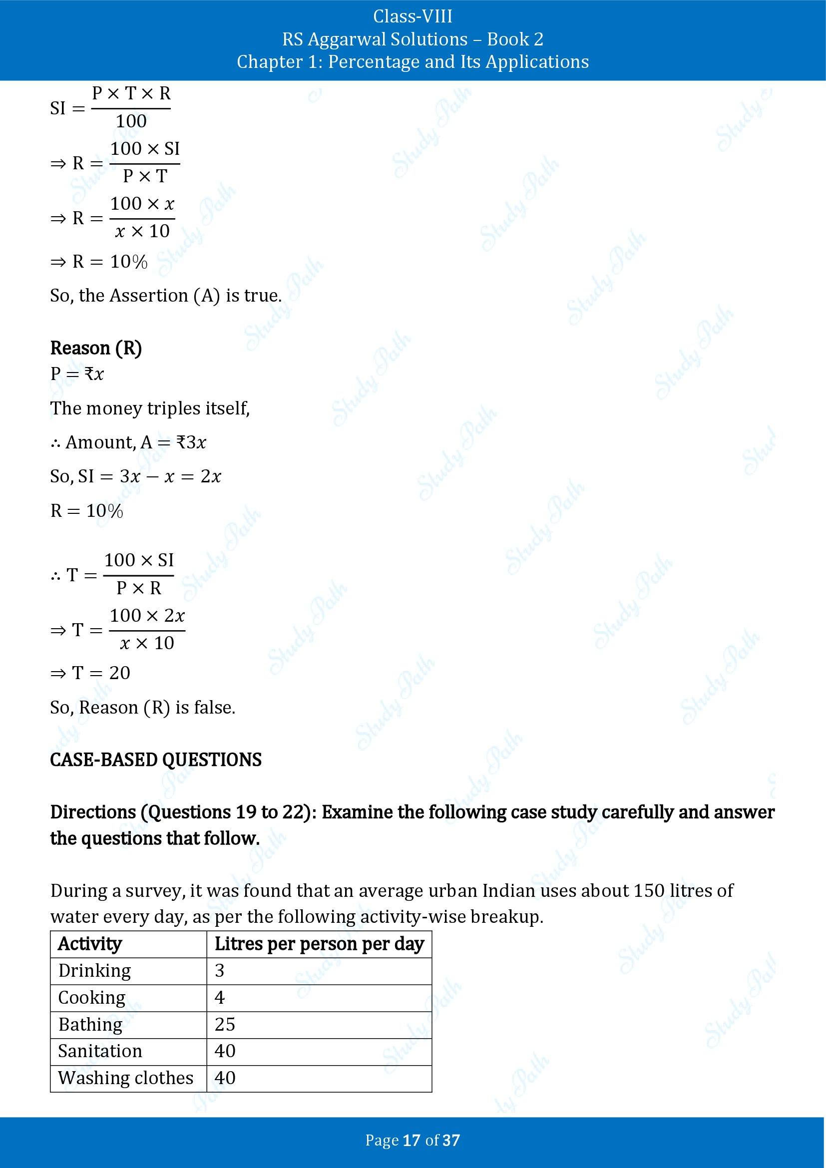 RS Aggarwal Solutions Class 8 Book 2 Chapter 1 Percentage and Its Applications Exercise 1F 00017