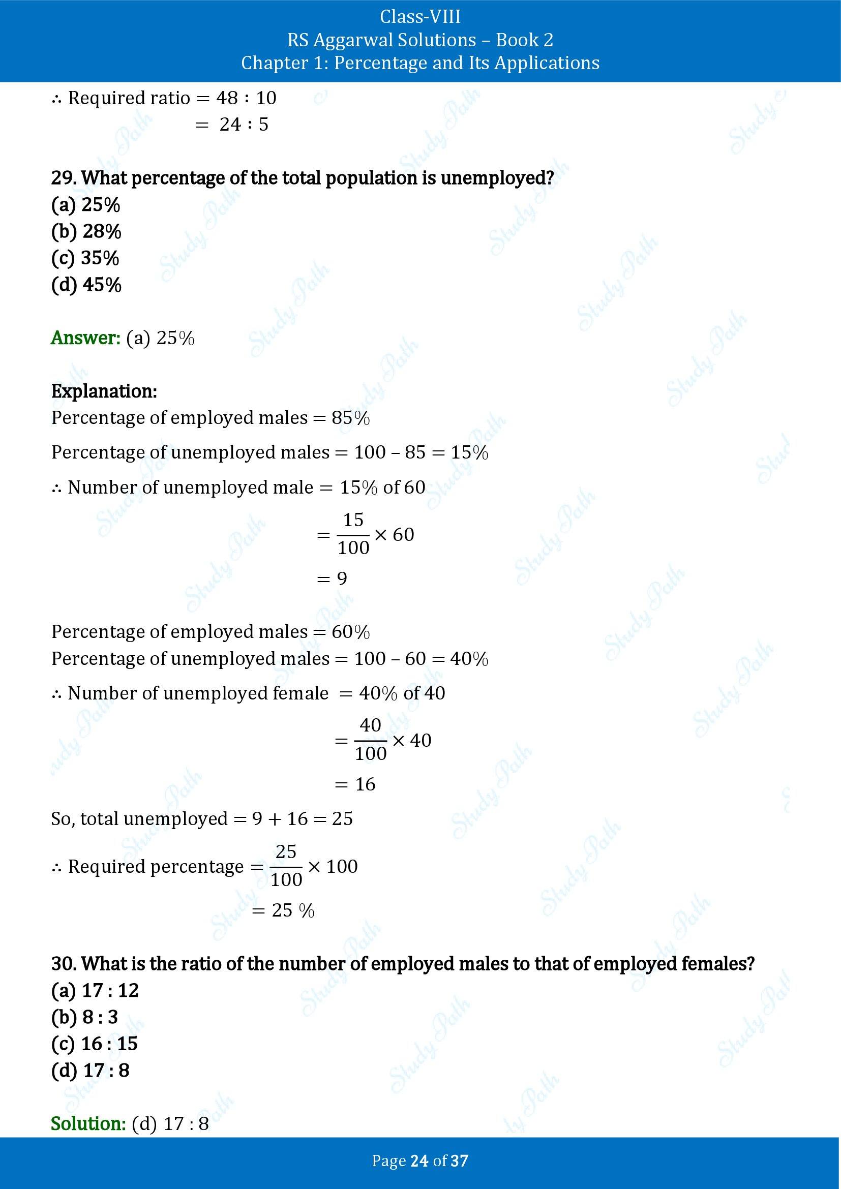 RS Aggarwal Solutions Class 8 Book 2 Chapter 1 Percentage and Its Applications Exercise 1F 00024