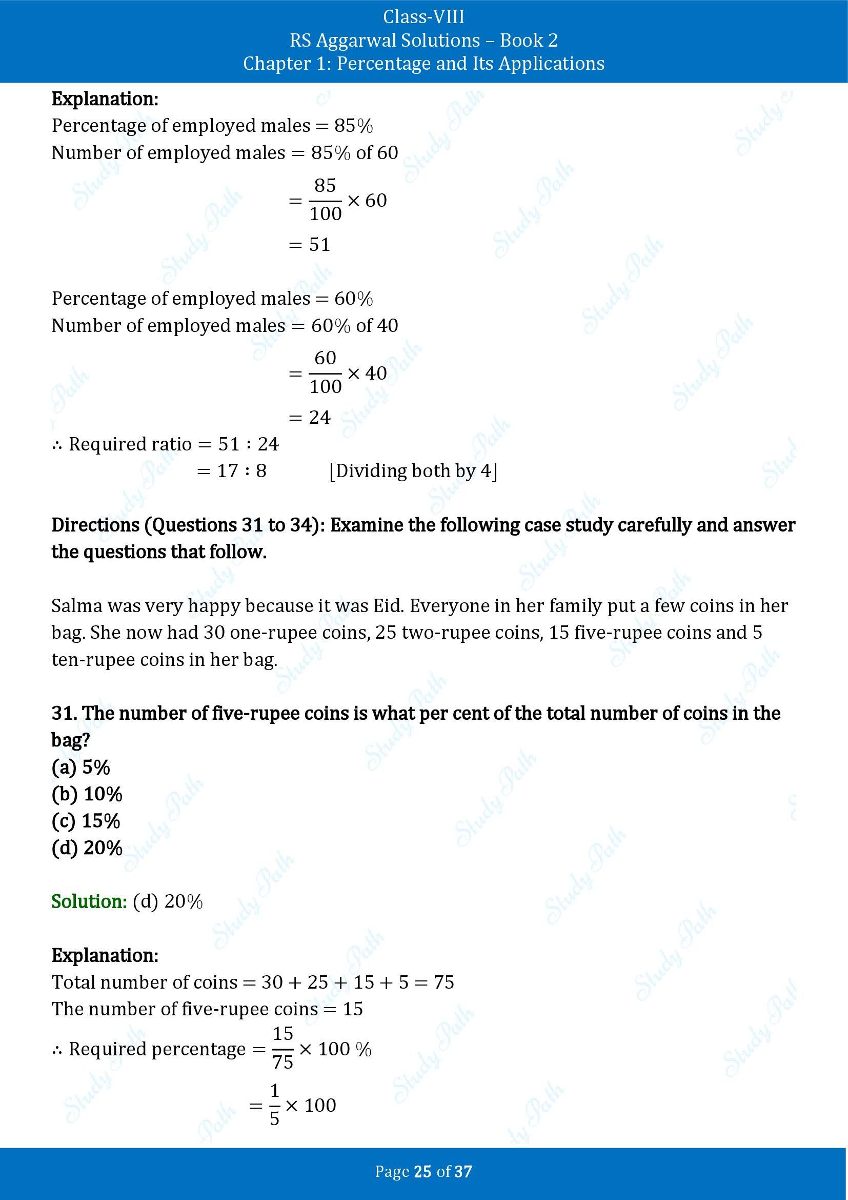 RS Aggarwal Solutions Class 8 Book 2 Chapter 1 Percentage and Its Applications Exercise 1F 00025