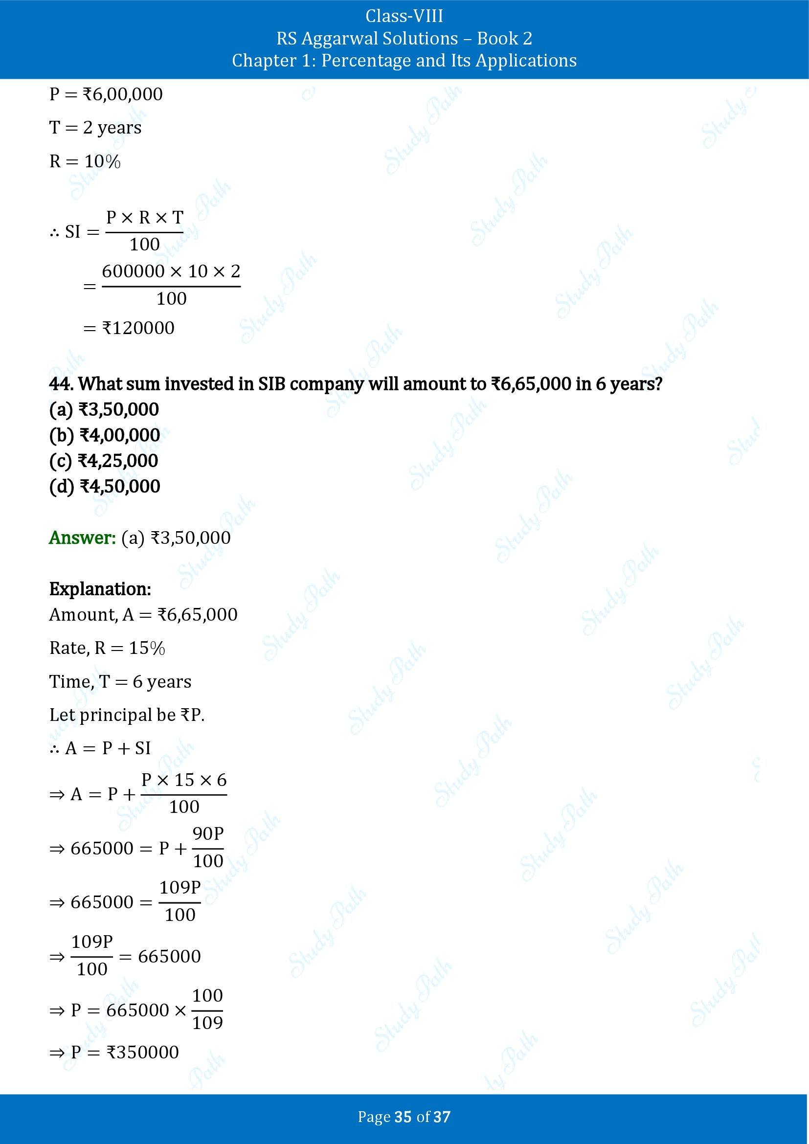 RS Aggarwal Solutions Class 8 Book 2 Chapter 1 Percentage and Its Applications Exercise 1F 00035