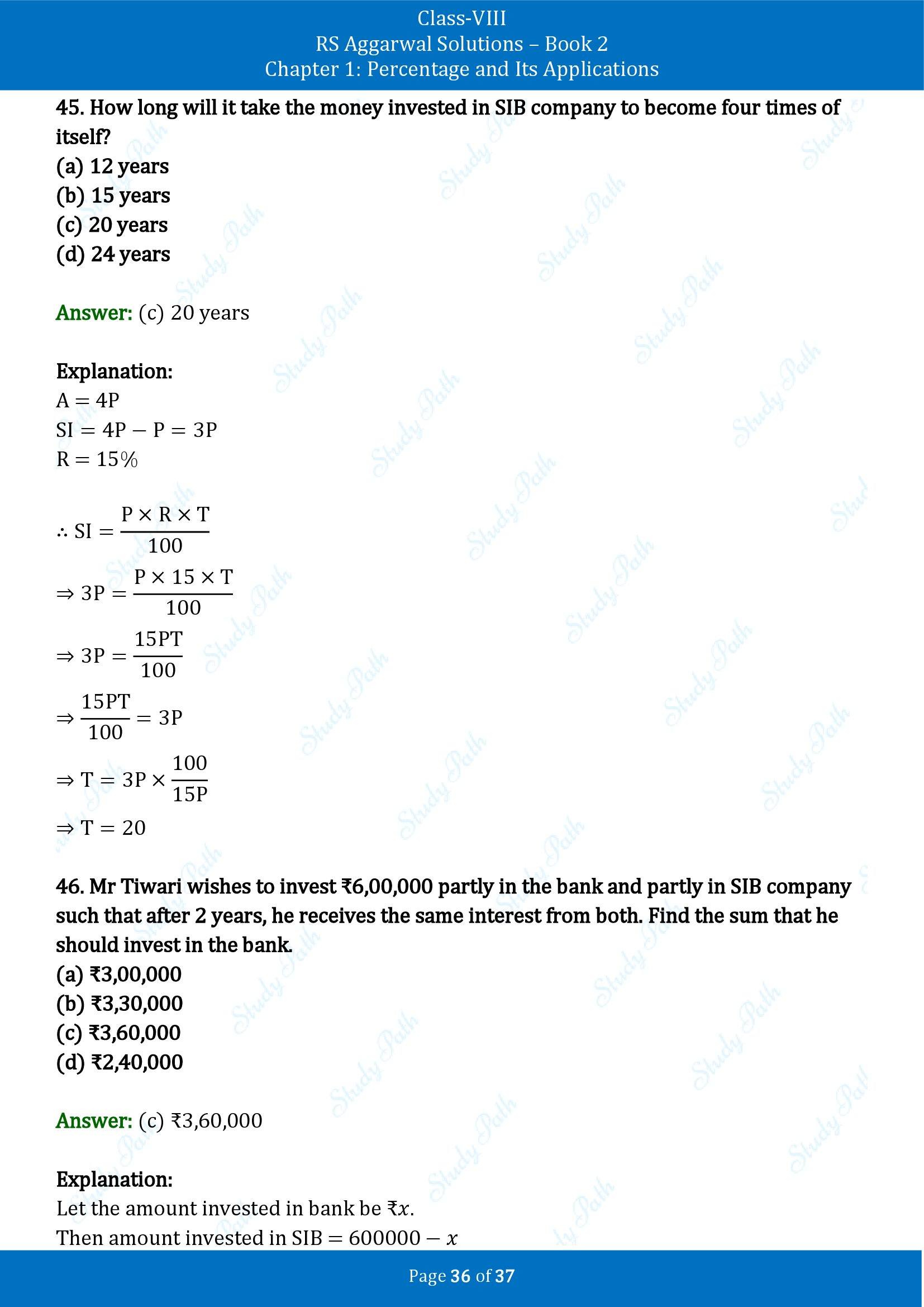 RS Aggarwal Solutions Class 8 Book 2 Chapter 1 Percentage and Its Applications Exercise 1F 00036