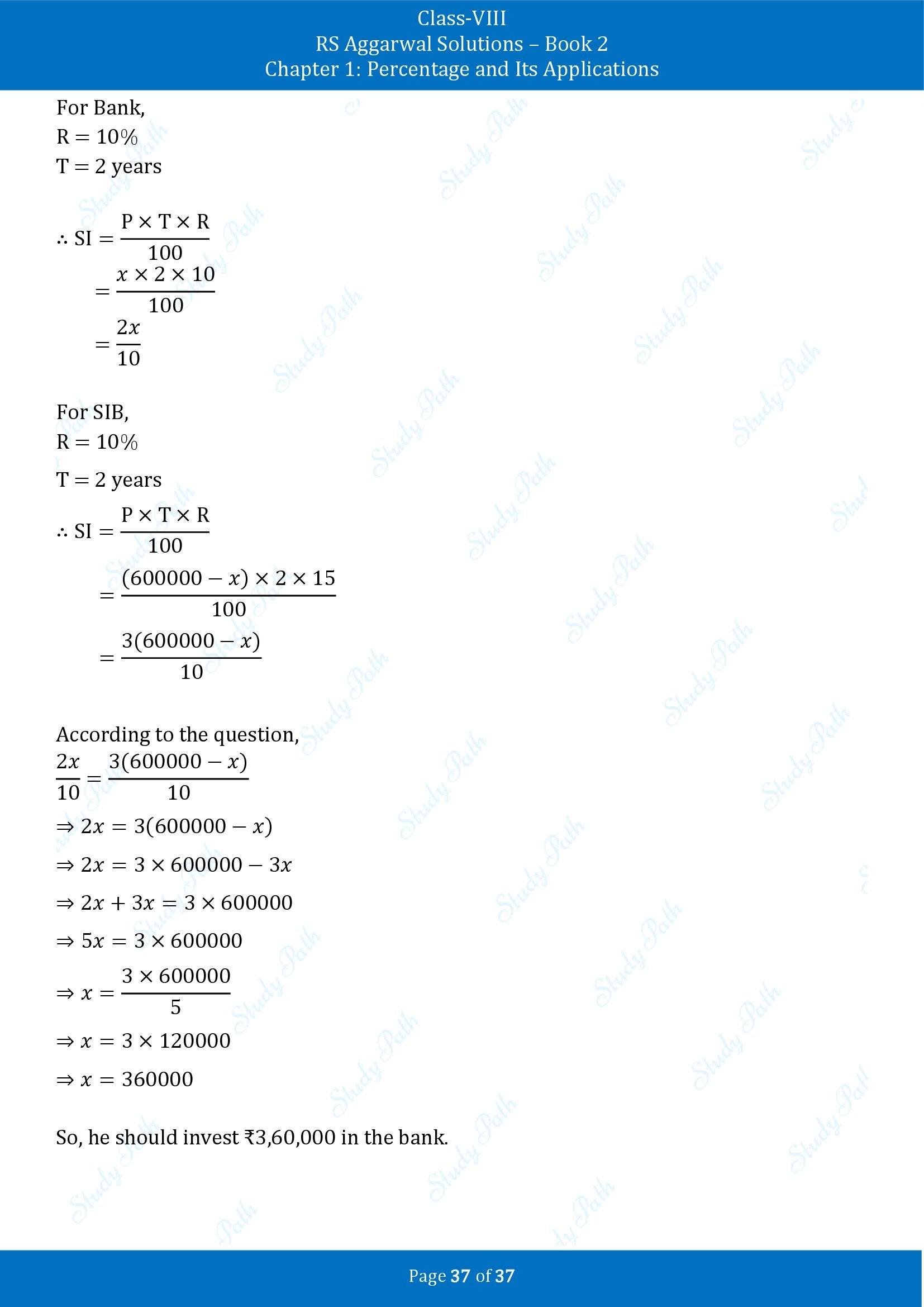 RS Aggarwal Solutions Class 8 Book 2 Chapter 1 Percentage and Its Applications Exercise 1F 00037