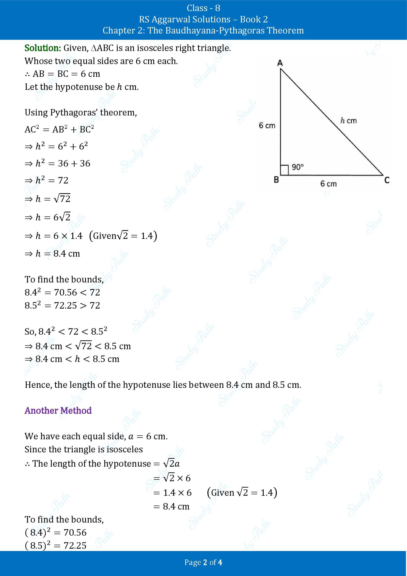 RS Aggarwal Solutions Class 8 Book 2 Chapter 2 The Baudhayana Pythagoras Theorem Exercise 2A 00002