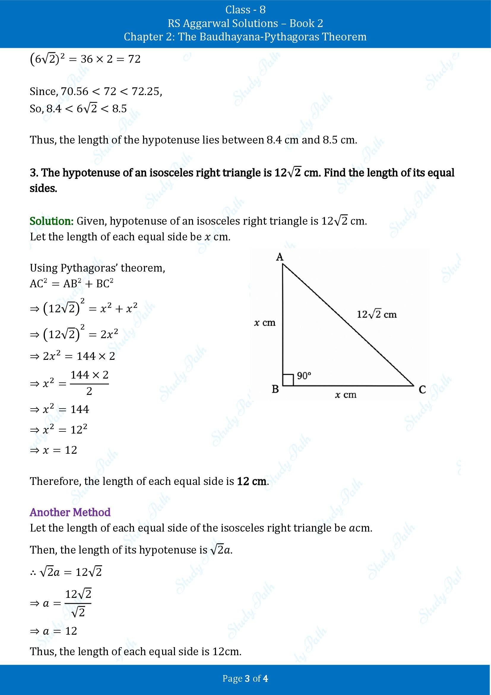 RS Aggarwal Solutions Class 8 Book 2 Chapter 2 The Baudhayana Pythagoras Theorem Exercise 2A 00003