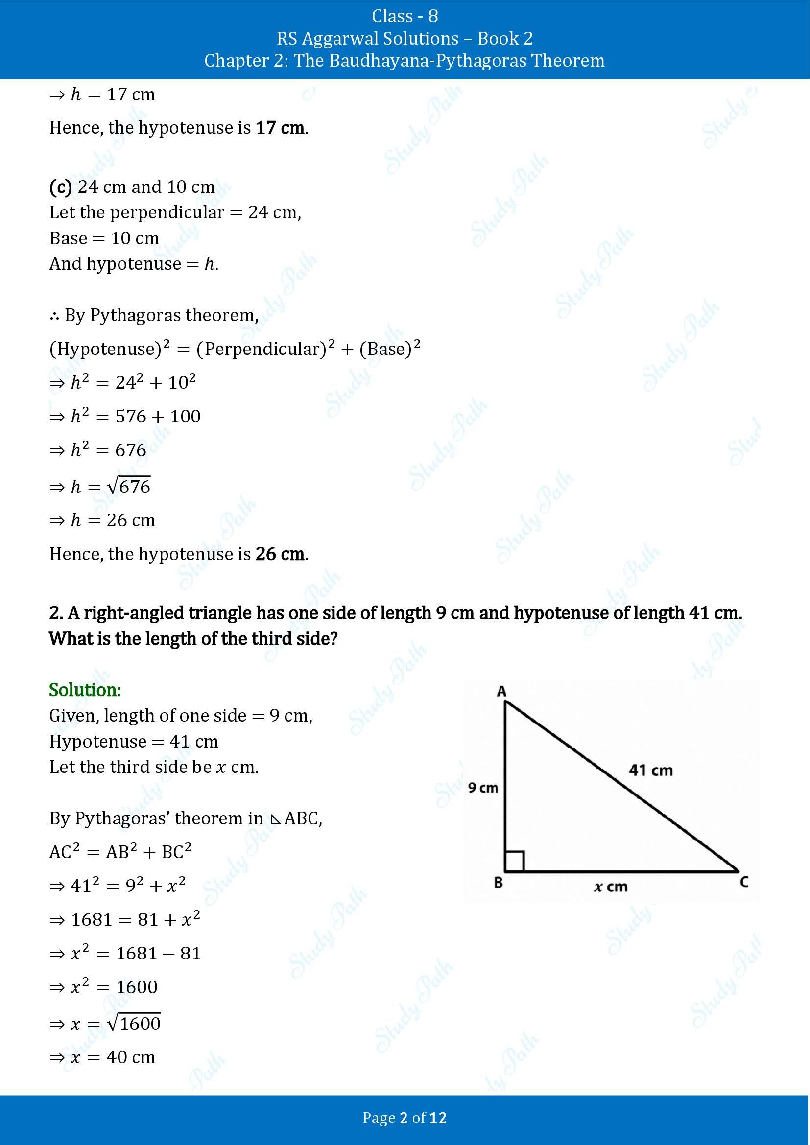 RS Aggarwal Solutions Class 8 Book 2 Chapter 2 The Baudhayana Pythagoras Theorem Exercise 2B 00002