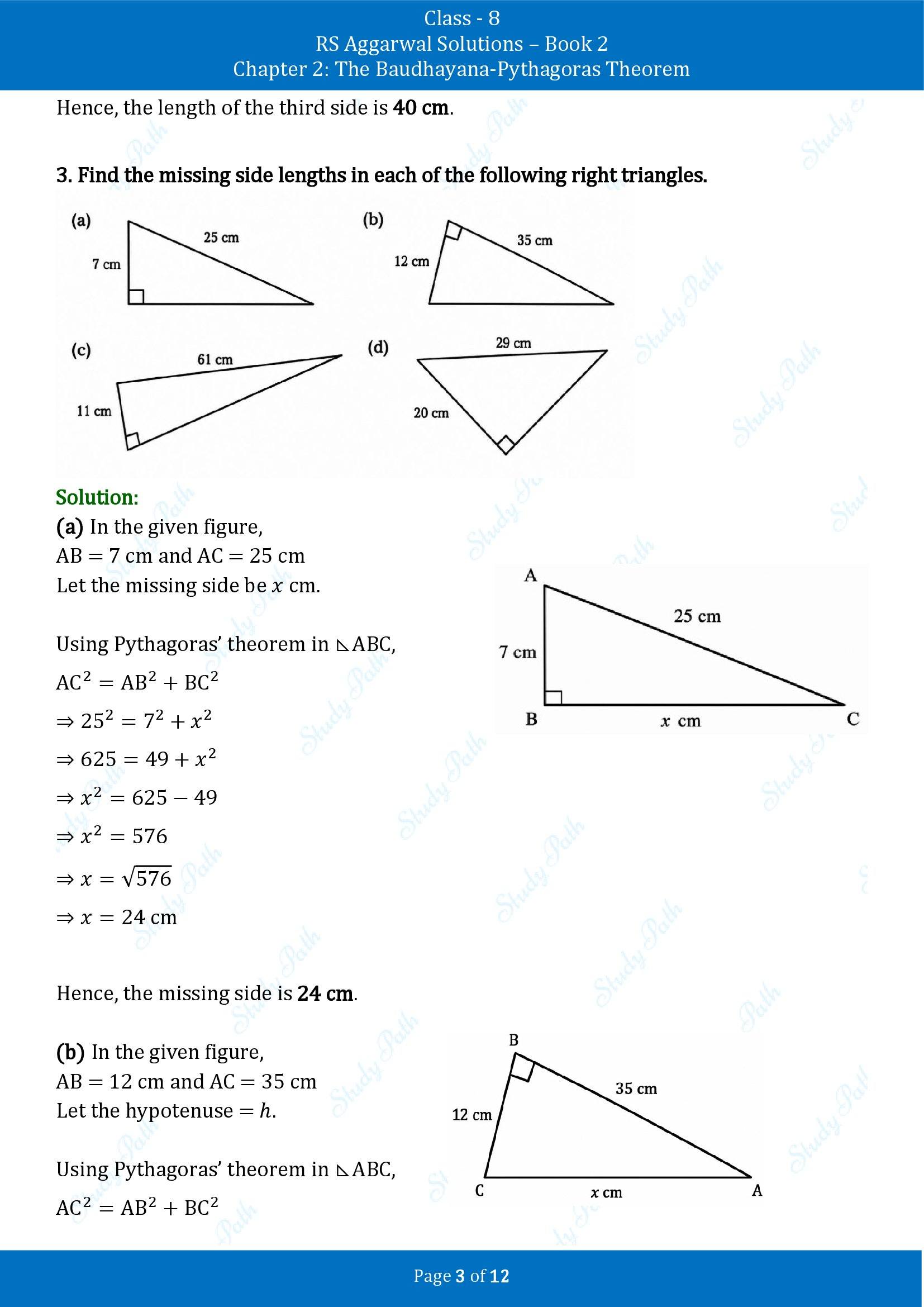 RS Aggarwal Solutions Class 8 Book 2 Chapter 2 The Baudhayana Pythagoras Theorem Exercise 2B 00003