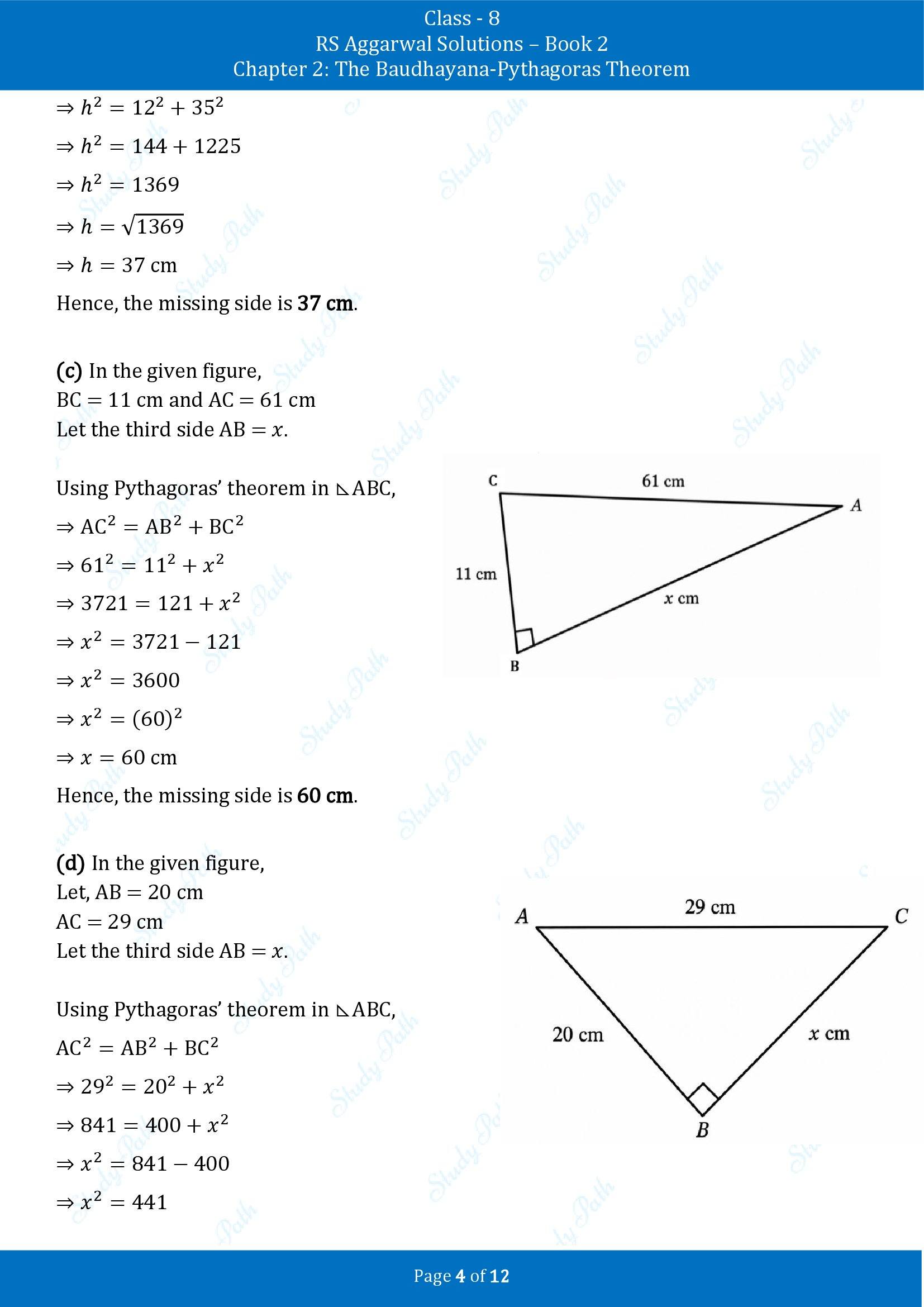 RS Aggarwal Solutions Class 8 Book 2 Chapter 2 The Baudhayana Pythagoras Theorem Exercise 2B 00004