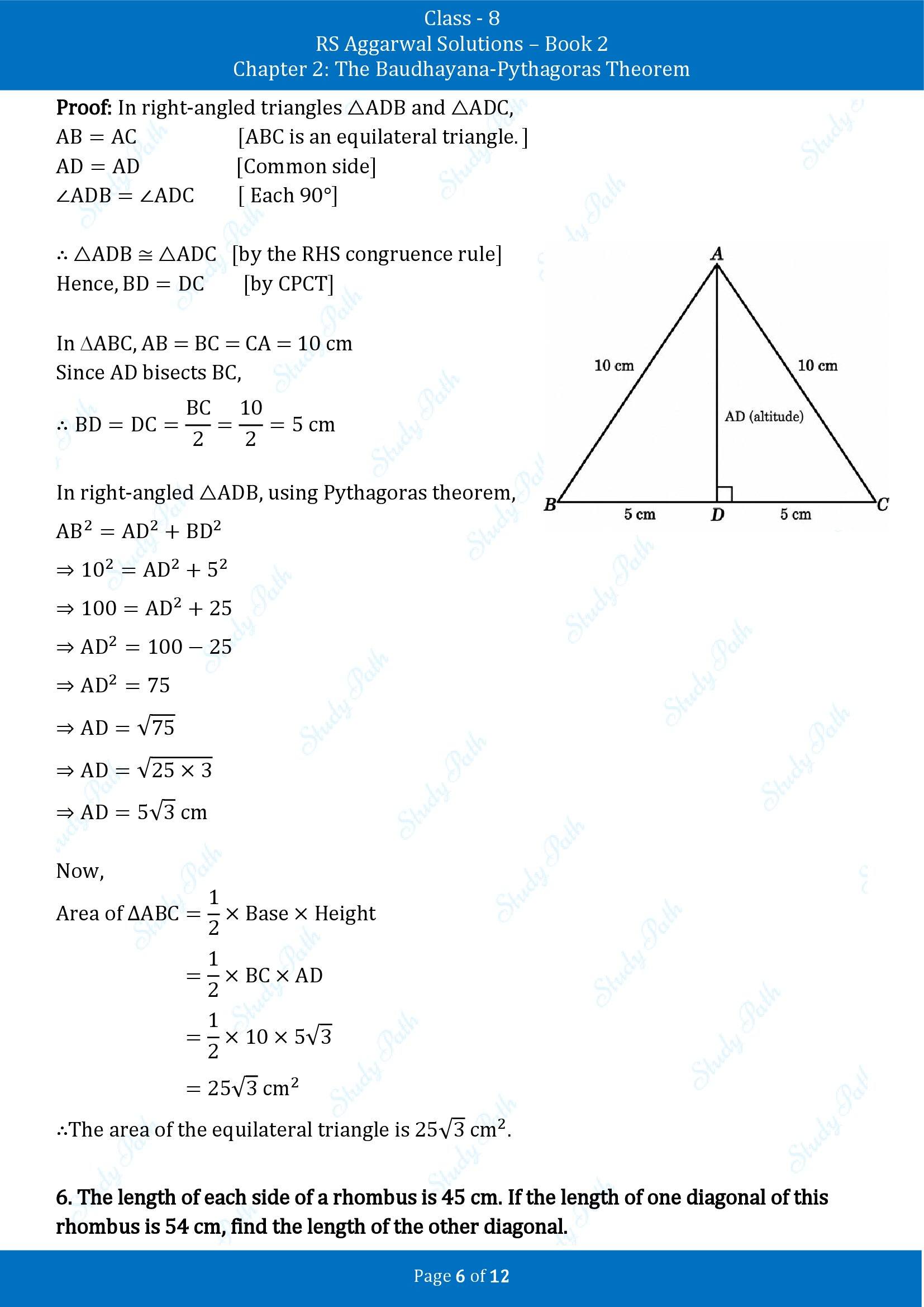 RS Aggarwal Solutions Class 8 Book 2 Chapter 2 The Baudhayana Pythagoras Theorem Exercise 2B 00006
