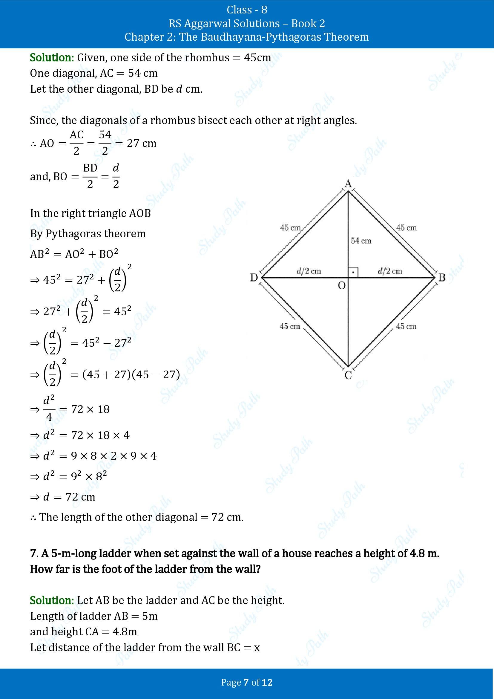 RS Aggarwal Solutions Class 8 Book 2 Chapter 2 The Baudhayana Pythagoras Theorem Exercise 2B 00007