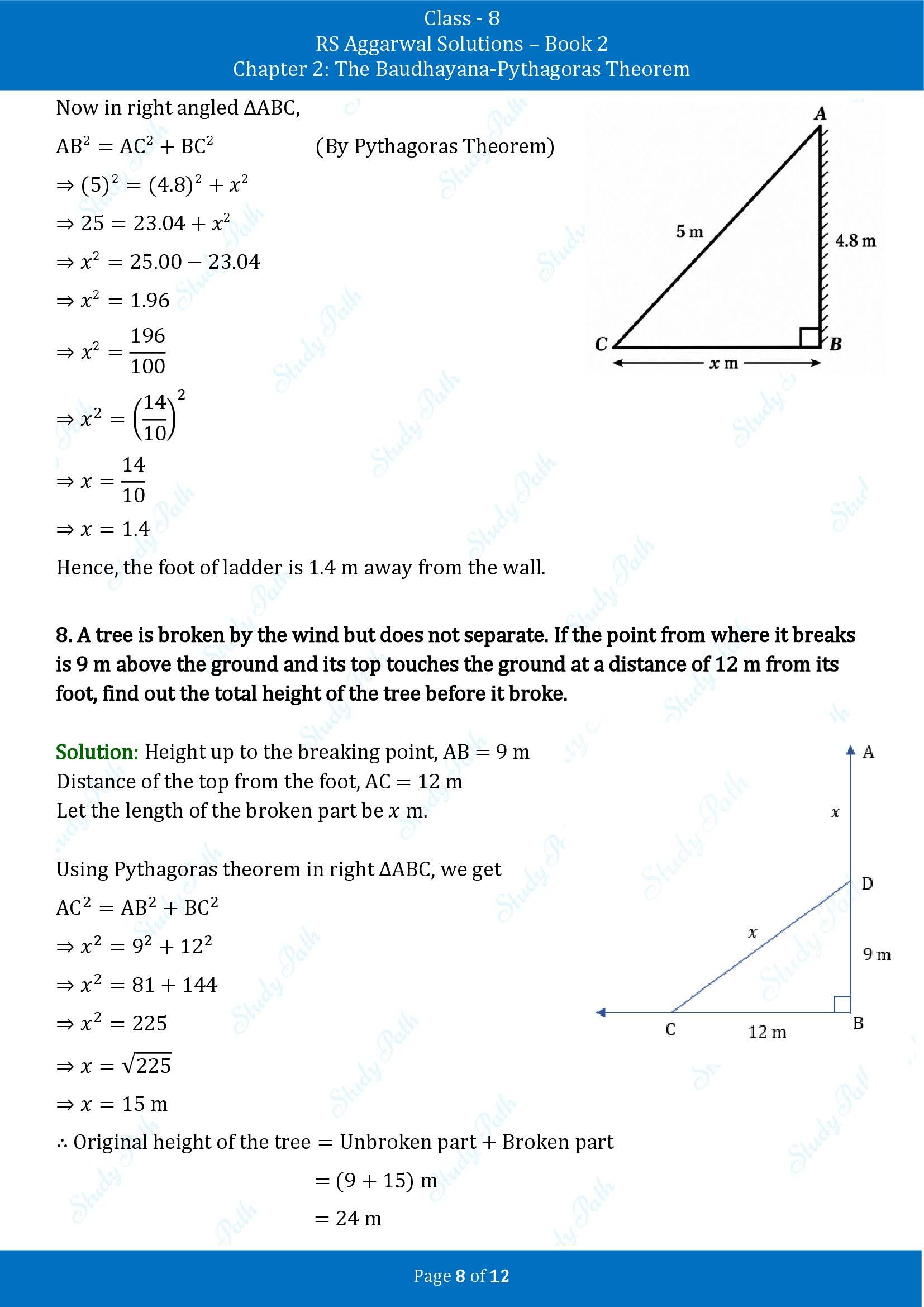 RS Aggarwal Solutions Class 8 Book 2 Chapter 2 The Baudhayana Pythagoras Theorem Exercise 2B 00008