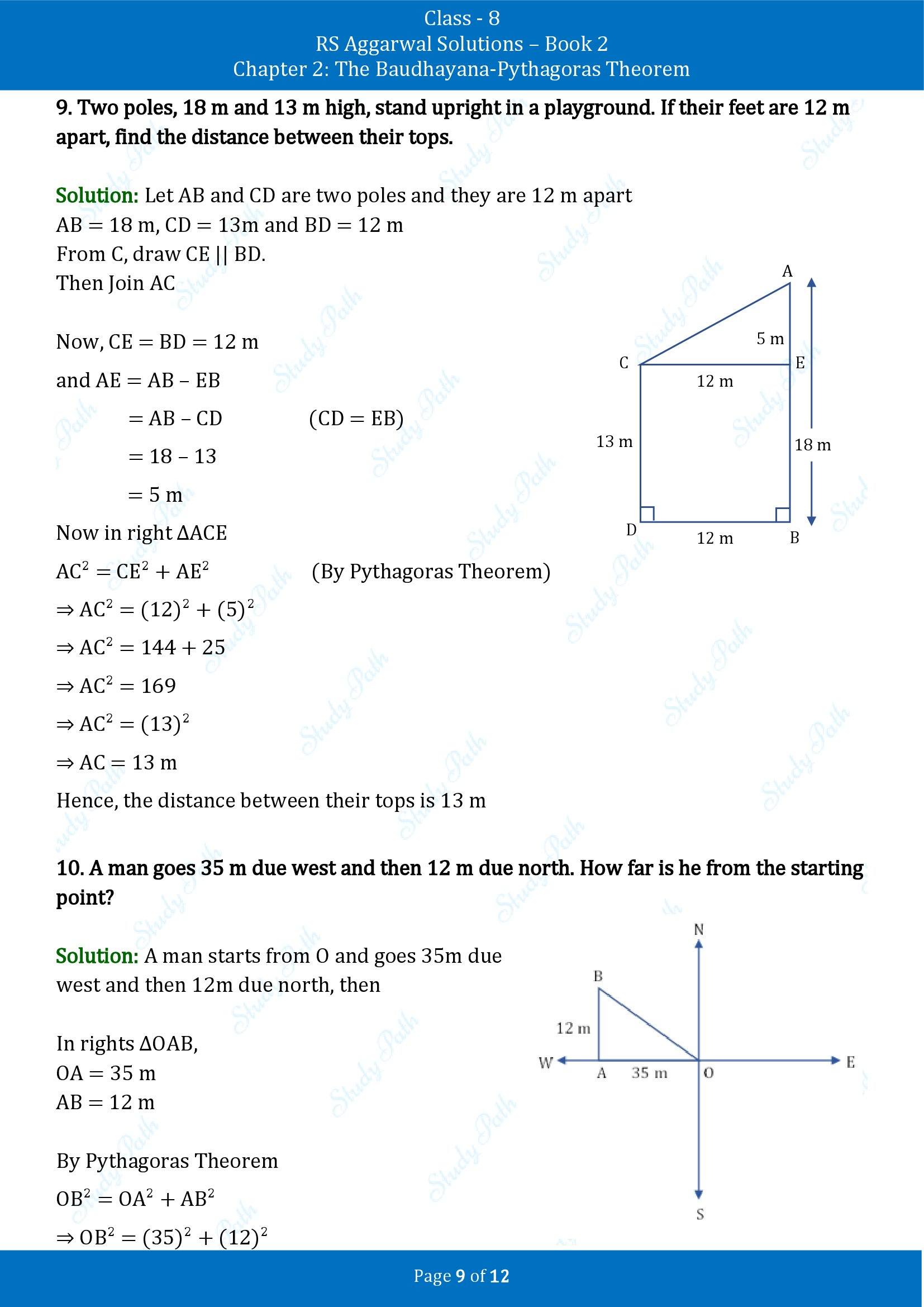 RS Aggarwal Solutions Class 8 Book 2 Chapter 2 The Baudhayana Pythagoras Theorem Exercise 2B 00009