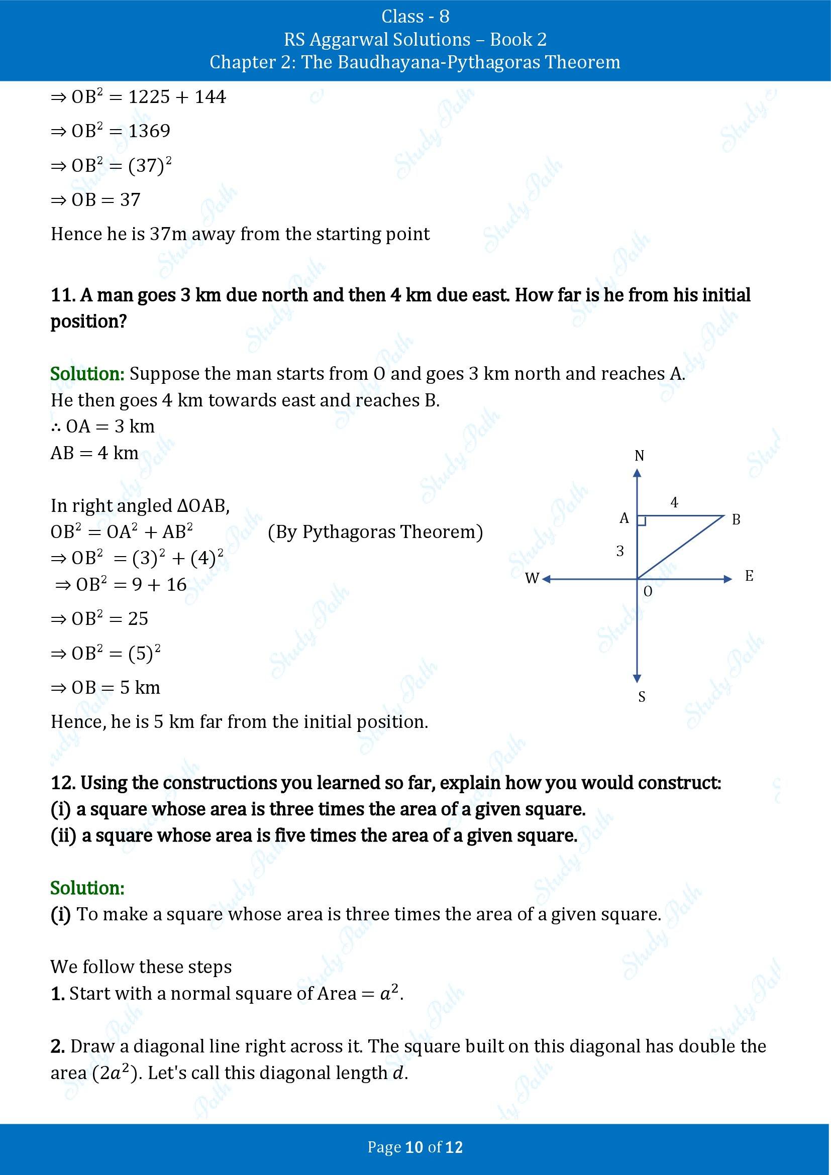 RS Aggarwal Solutions Class 8 Book 2 Chapter 2 The Baudhayana Pythagoras Theorem Exercise 2B 00010