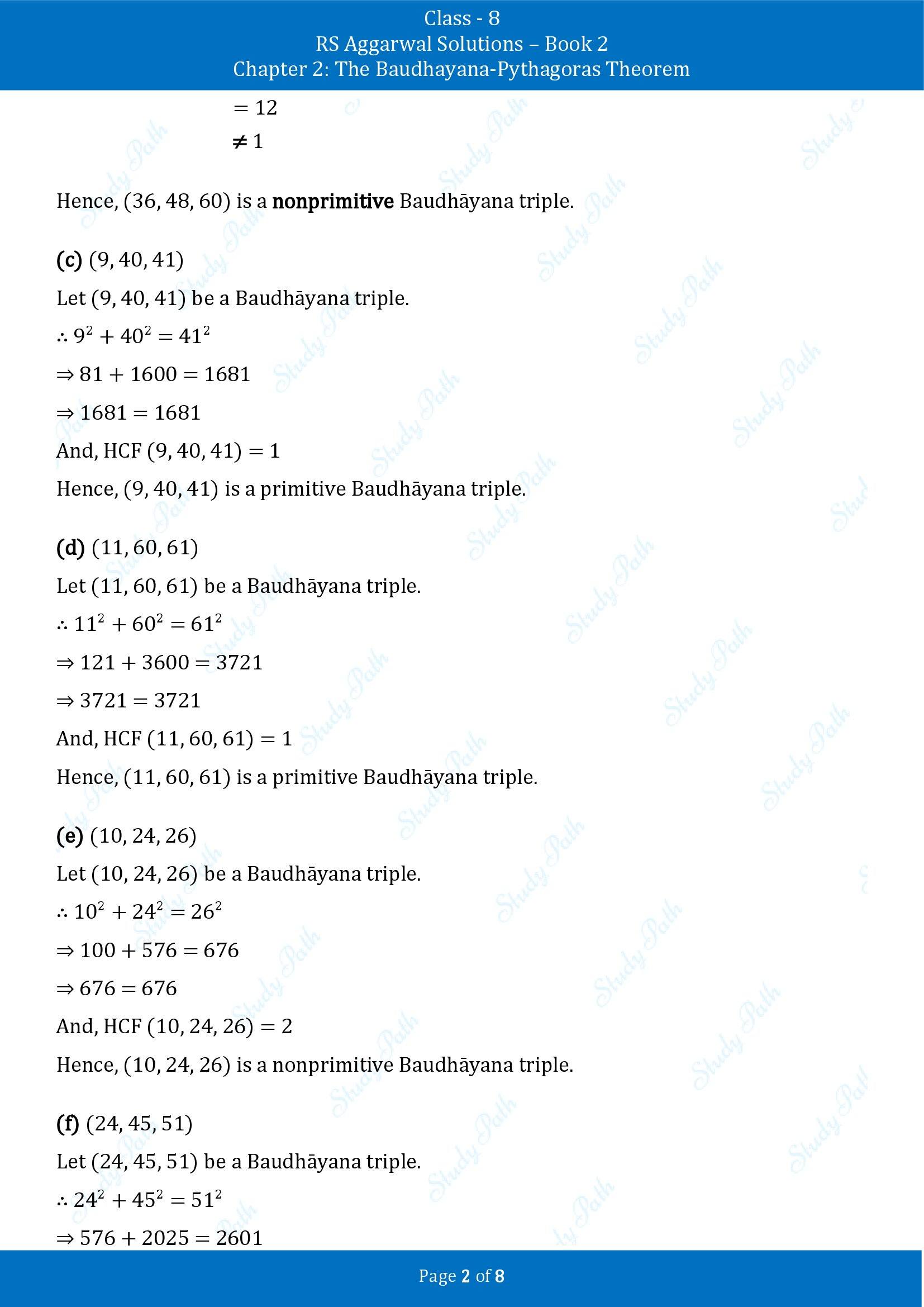 RS Aggarwal Solutions Class 8 Book 2 Chapter 2 The Baudhayana Pythagoras Theorem Exercise 2C 00002
