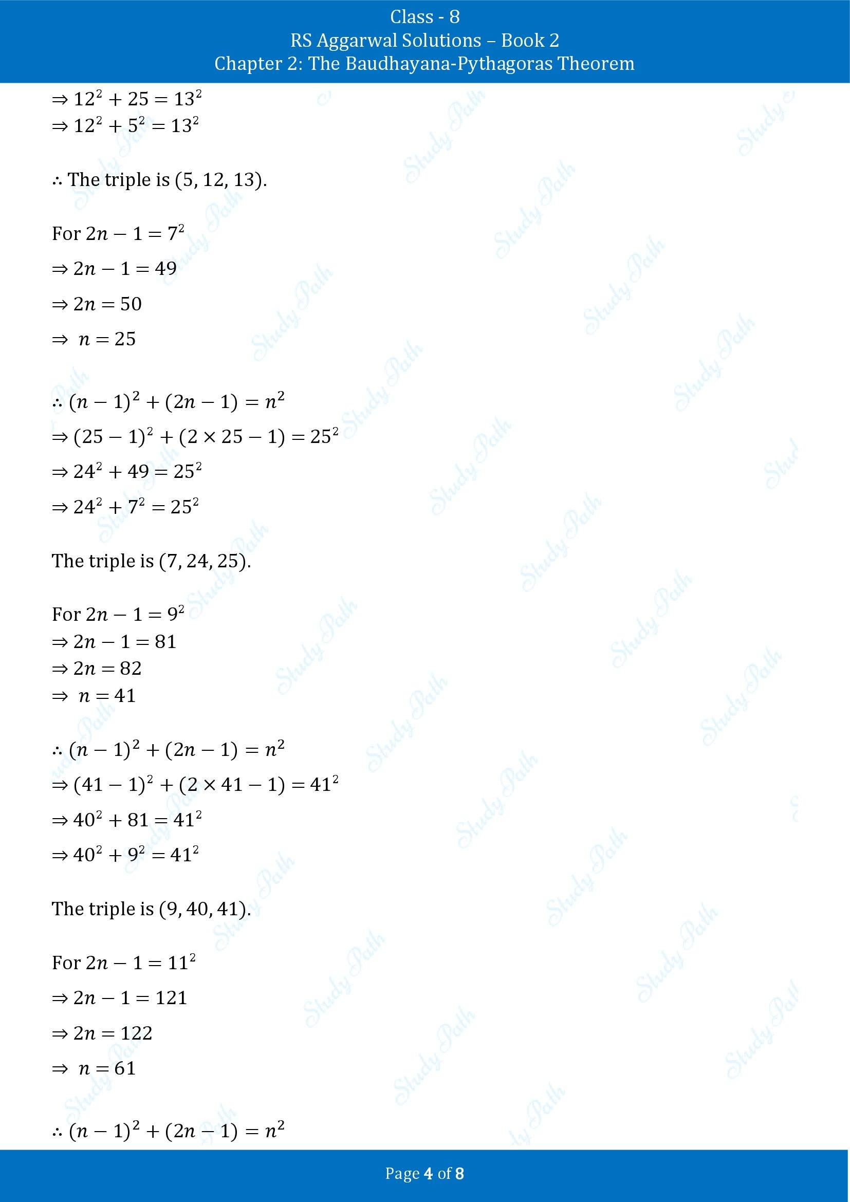 RS Aggarwal Solutions Class 8 Book 2 Chapter 2 The Baudhayana Pythagoras Theorem Exercise 2C 00004